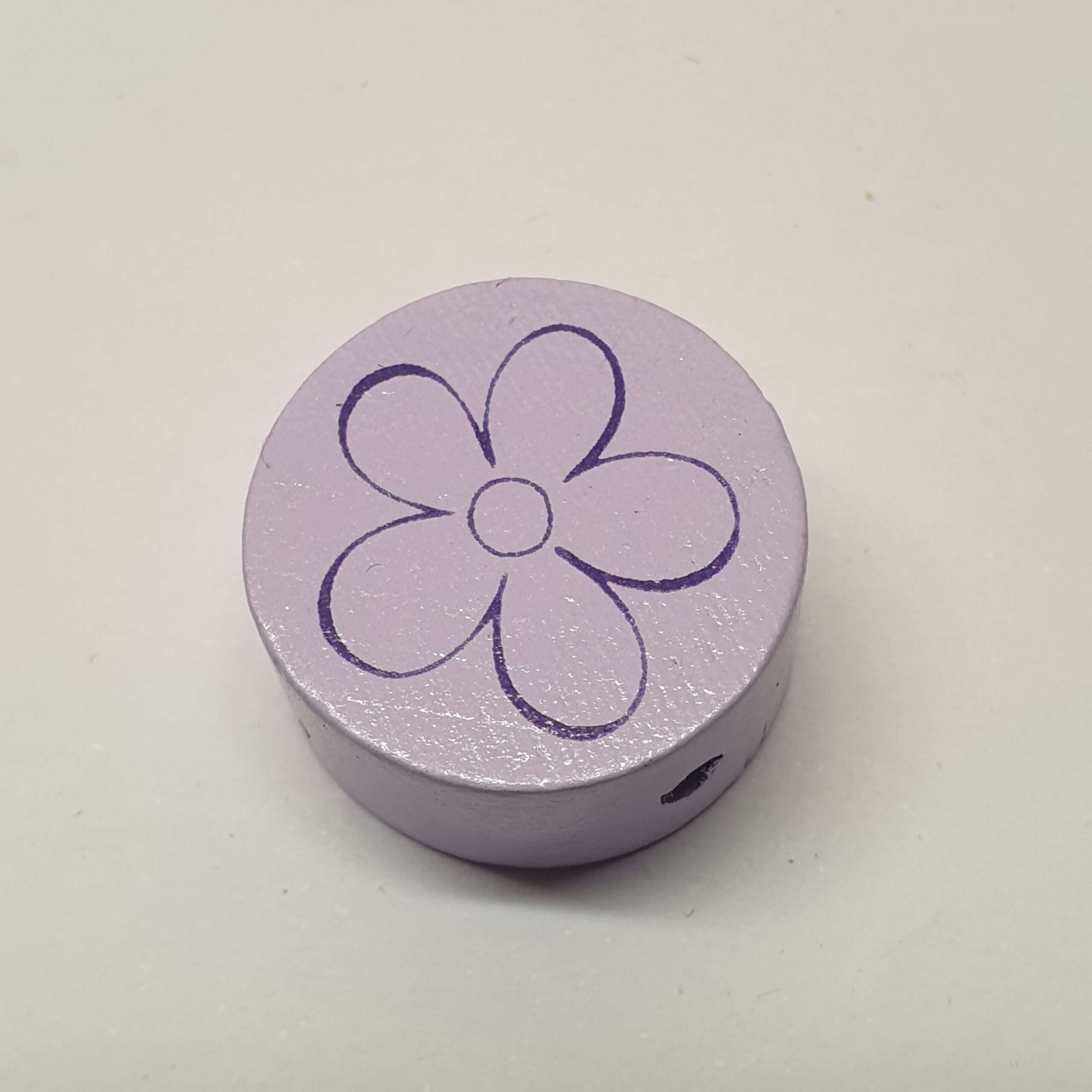 Motivperle Perle rund Scheibe Motiv Blume Blümchen lila flieder fliederfarben MP154