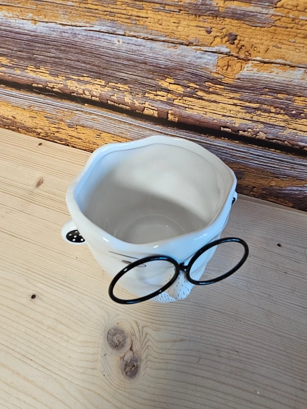 Pflanzgefäß Kopf mit Brille Übertopf Blumentopf