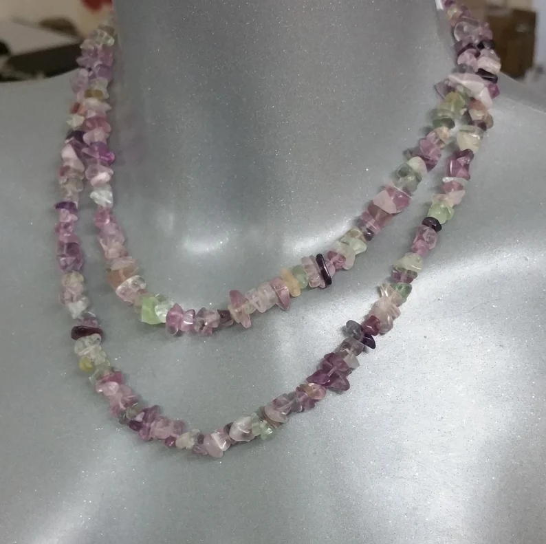 Halskette Fluorit lila/grün ohne Verschluss EK103