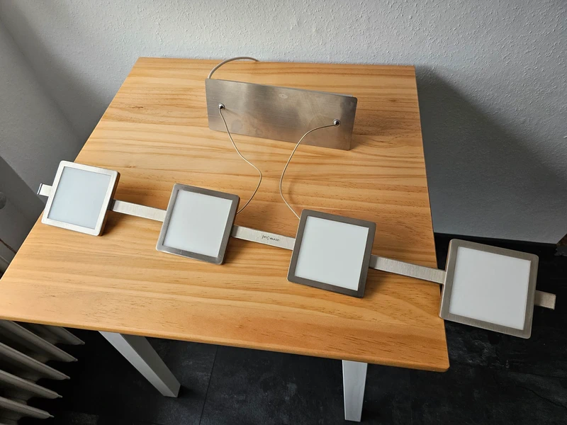 LED Pendelleuchte modern 4-flammig Silber matt, Breite 80cm
