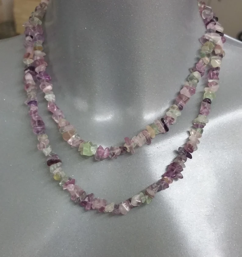 Halskette Fluorit lila/grün ohne Verschluss EK103