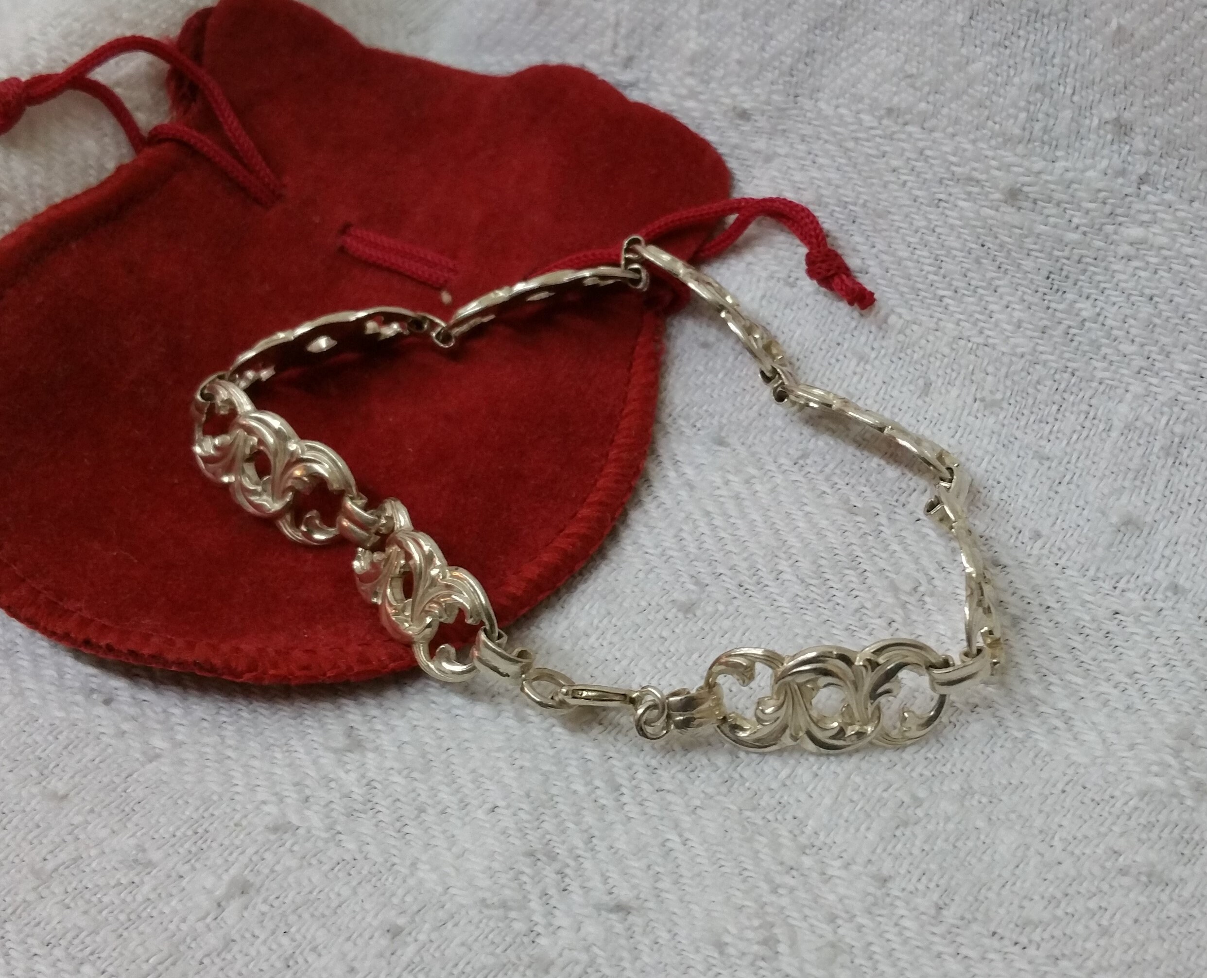 19 cm Armband Gliederarmband Silber 835 Silberarmband Shabby Vintage Ornamente SA611