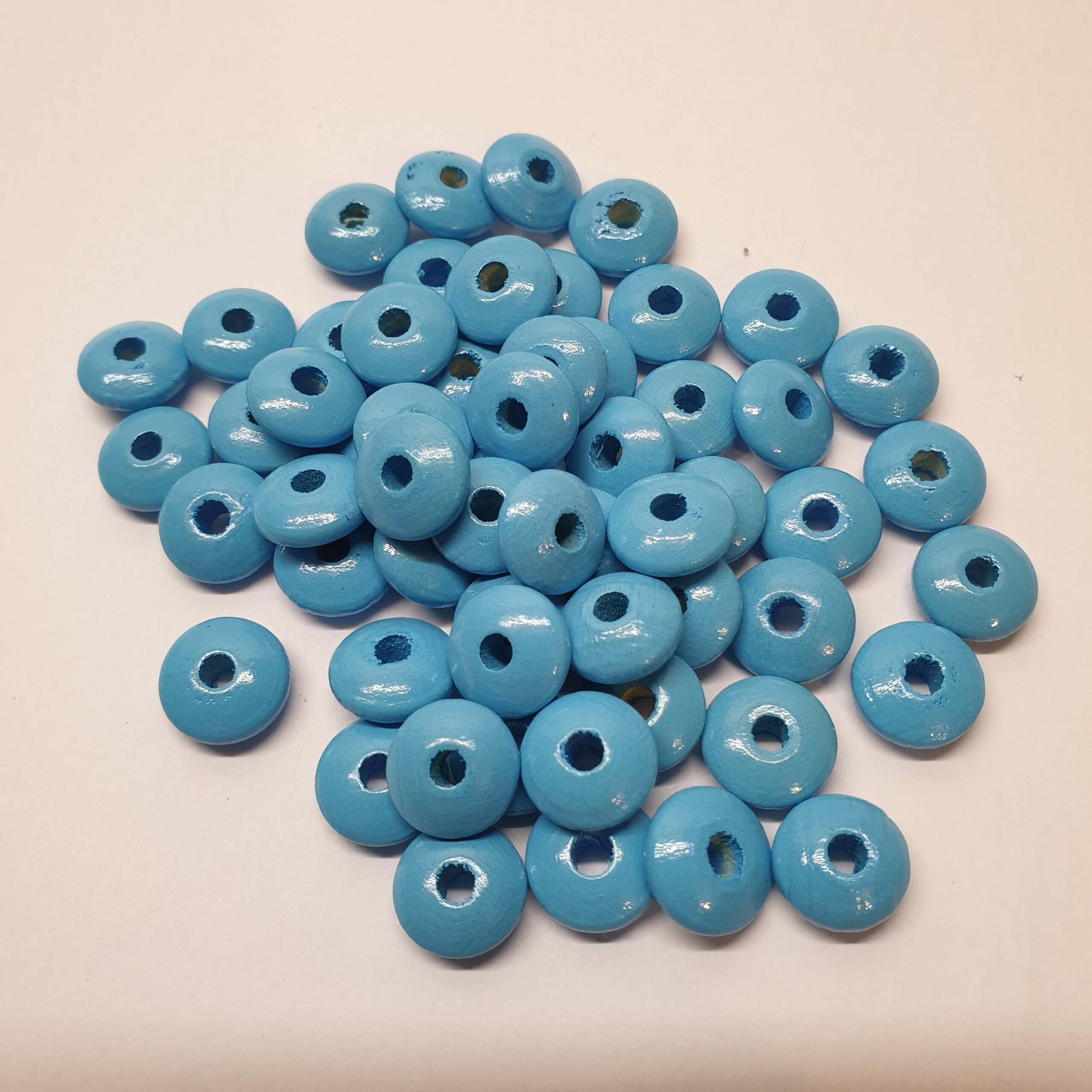 Holzperlen Holzlinsen Linsen blau 10 mm ca. 50 Stck. LI108