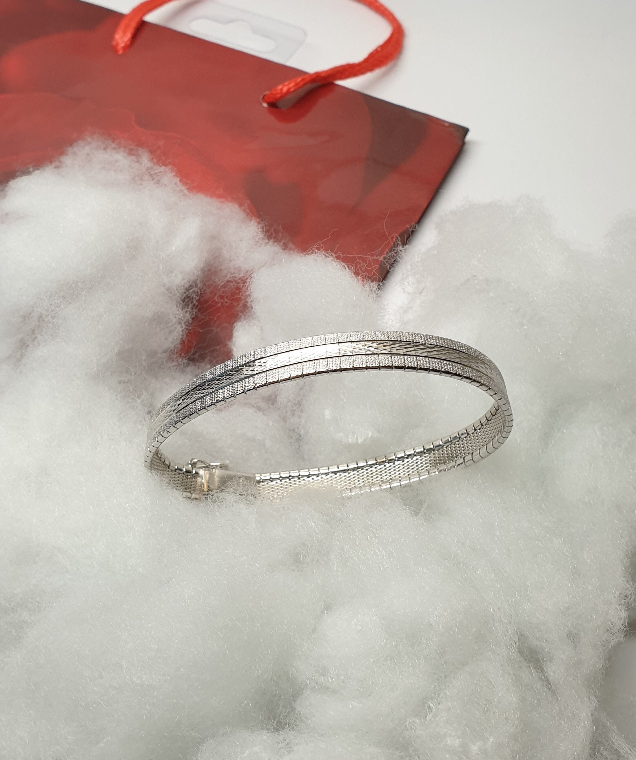19 cm Armband Schlangenarmband Milanaise Silber 835 Vintage elegant SA232