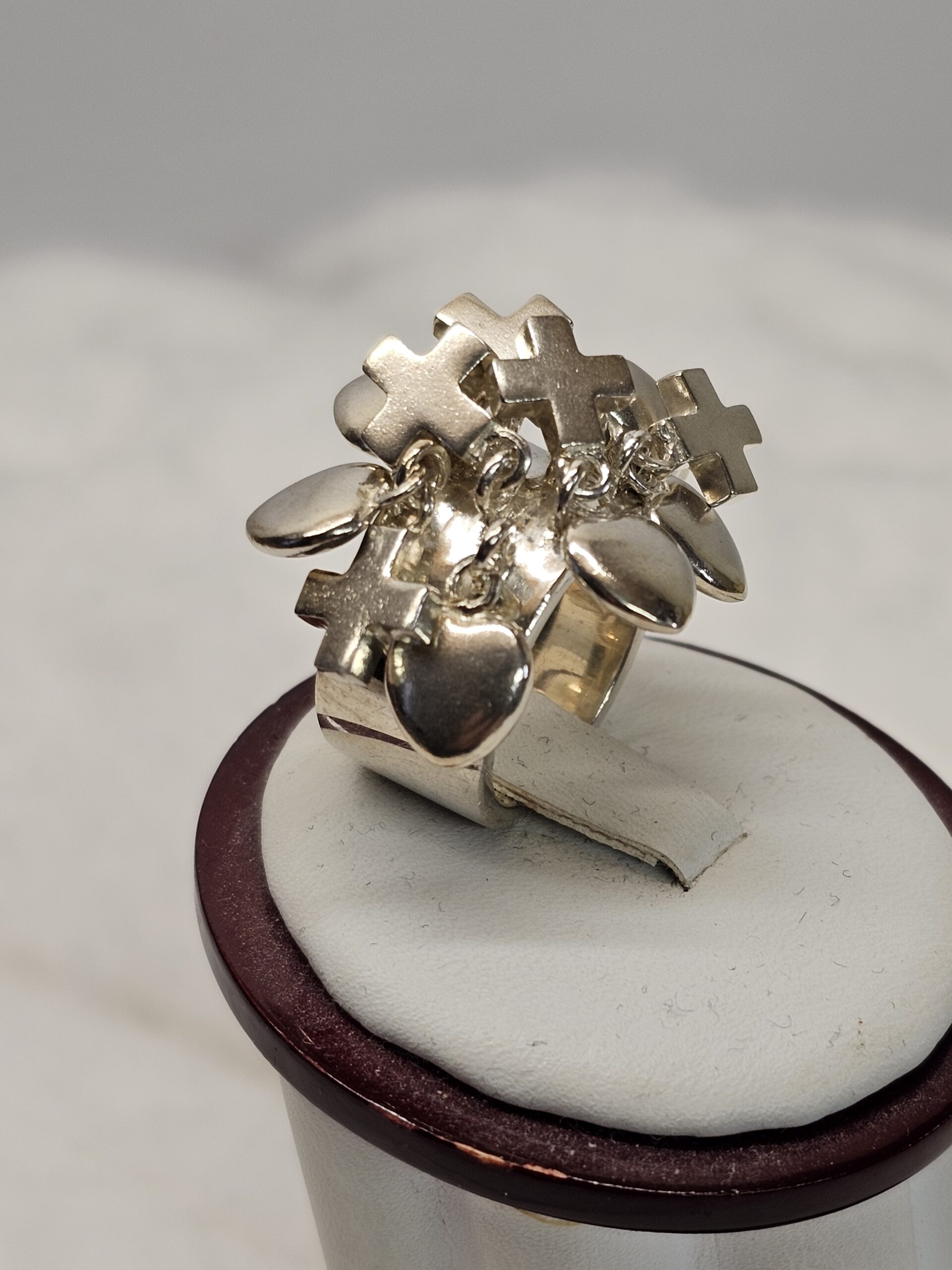 16,3 mm Ring Silber 925 Charms Herz & Kreuz edel außergewöhnlich SR1385