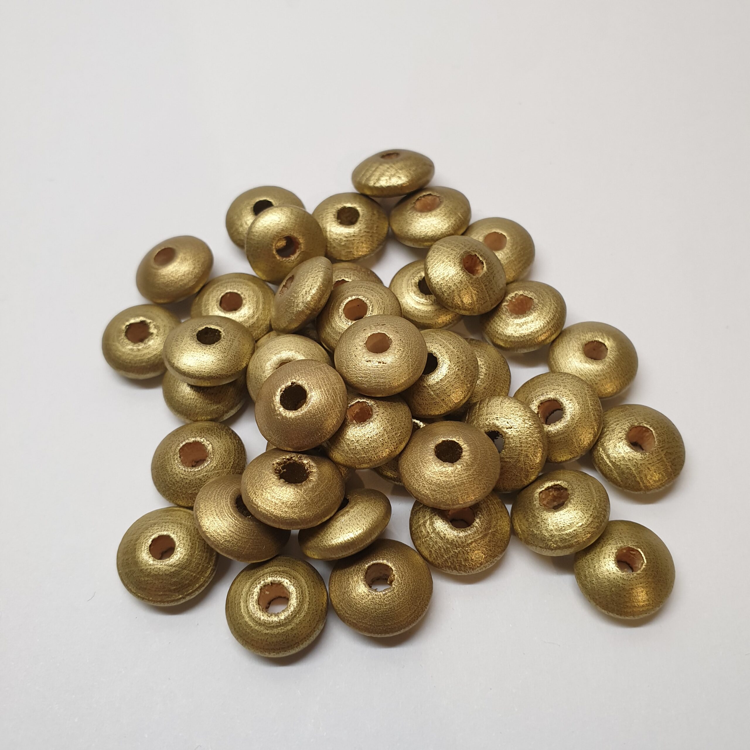 Holzperlen Holzlinsen Linsen goldfarben 10 mm ca. 50 Stck. LI117