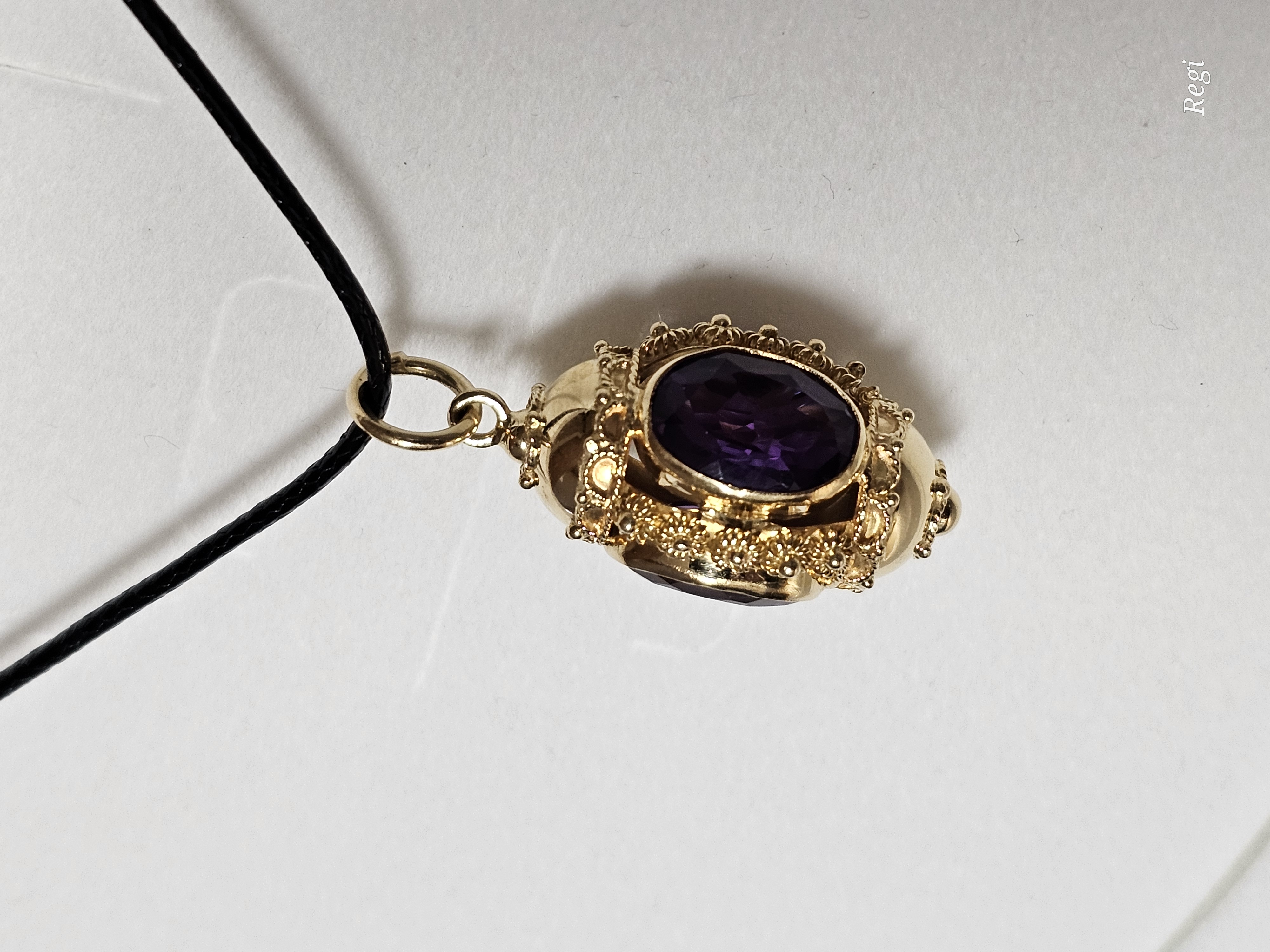 Shabby Vintage nostalgischer Goldanhänger Anhänger - ohne Kette - Gold Amethyst kunstvolle Eleganz GAN181