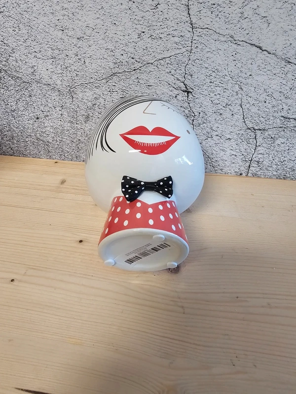 Bollweg Blumentopf Gesicht mit Fliege schwarz weiß 15x11 cm