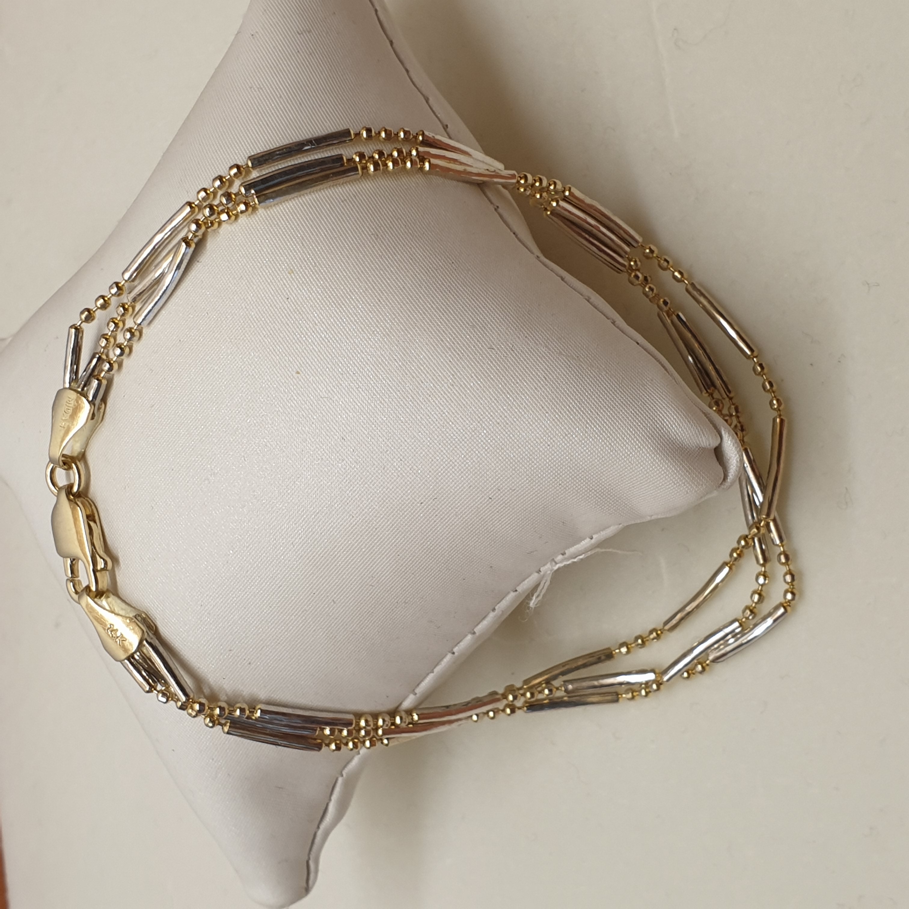 20,5 cm Design Armband Gliederarmband Gold 585 14 k teilplatiniert Vintage elegant GA103