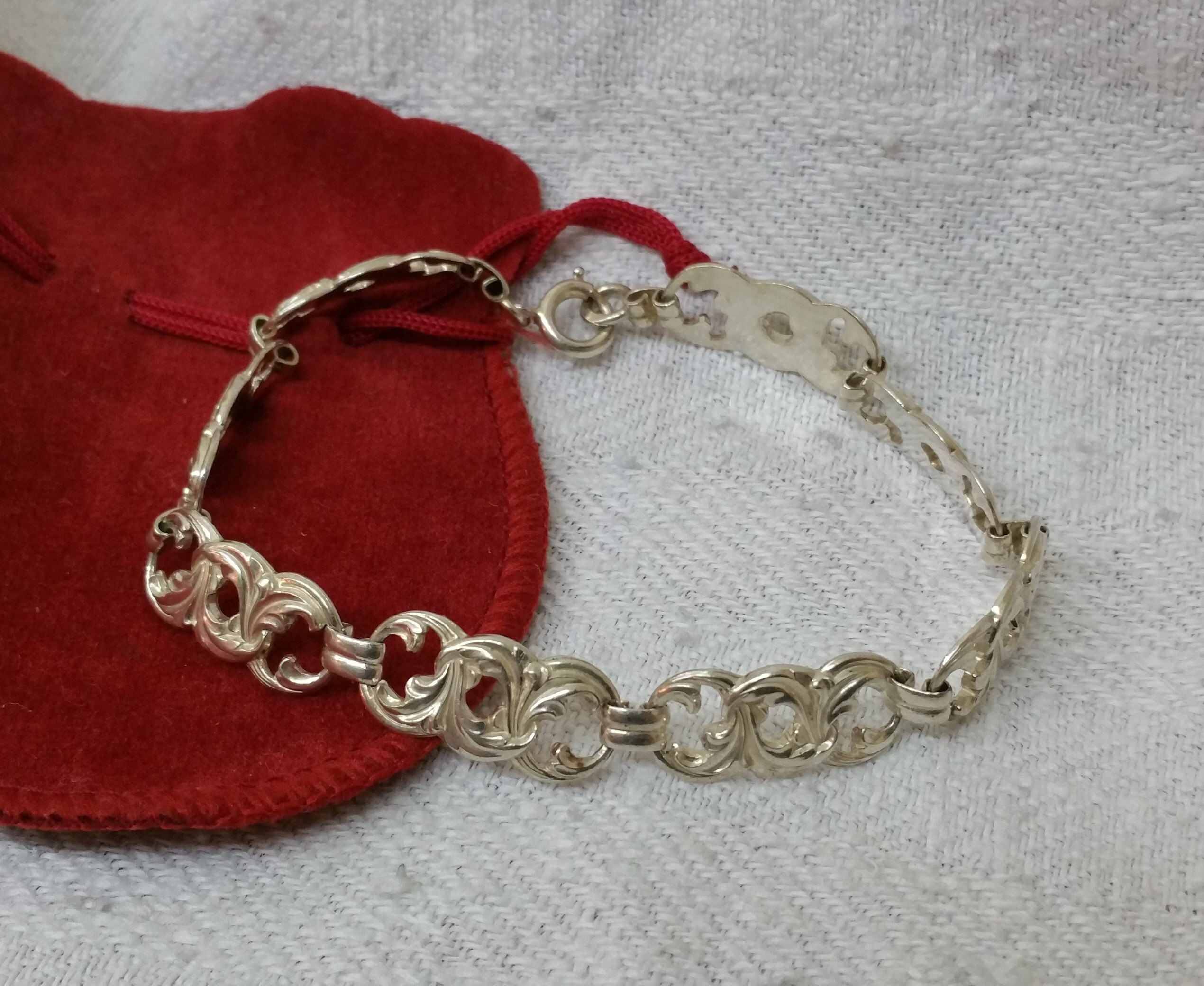 19 cm Armband Gliederarmband Silber 835 Silberarmband Shabby Vintage Ornamente SA611