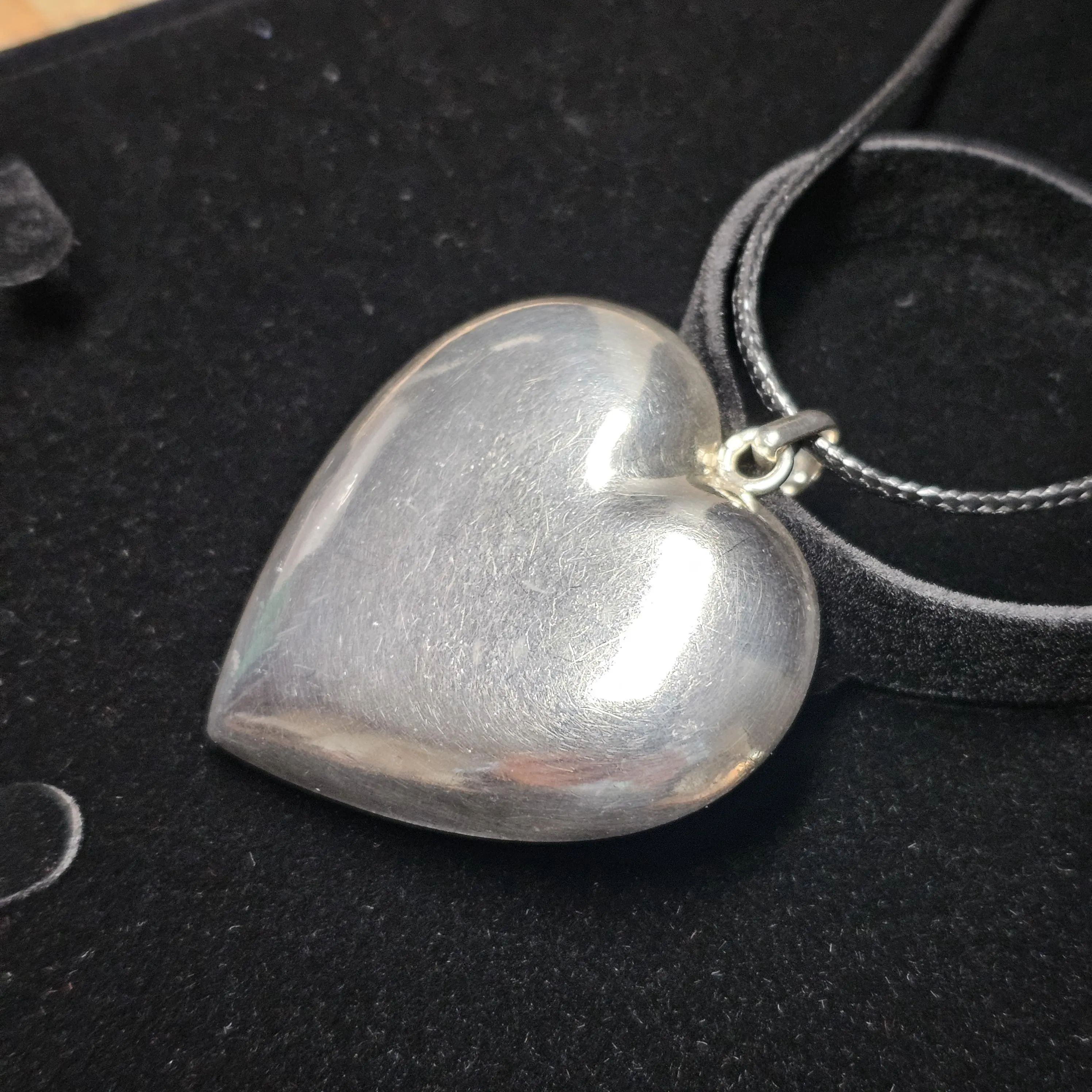 Großer Anhänger ohne Kette Herz Silber 925 Silberherz bauchig Vintage elegant SKA136