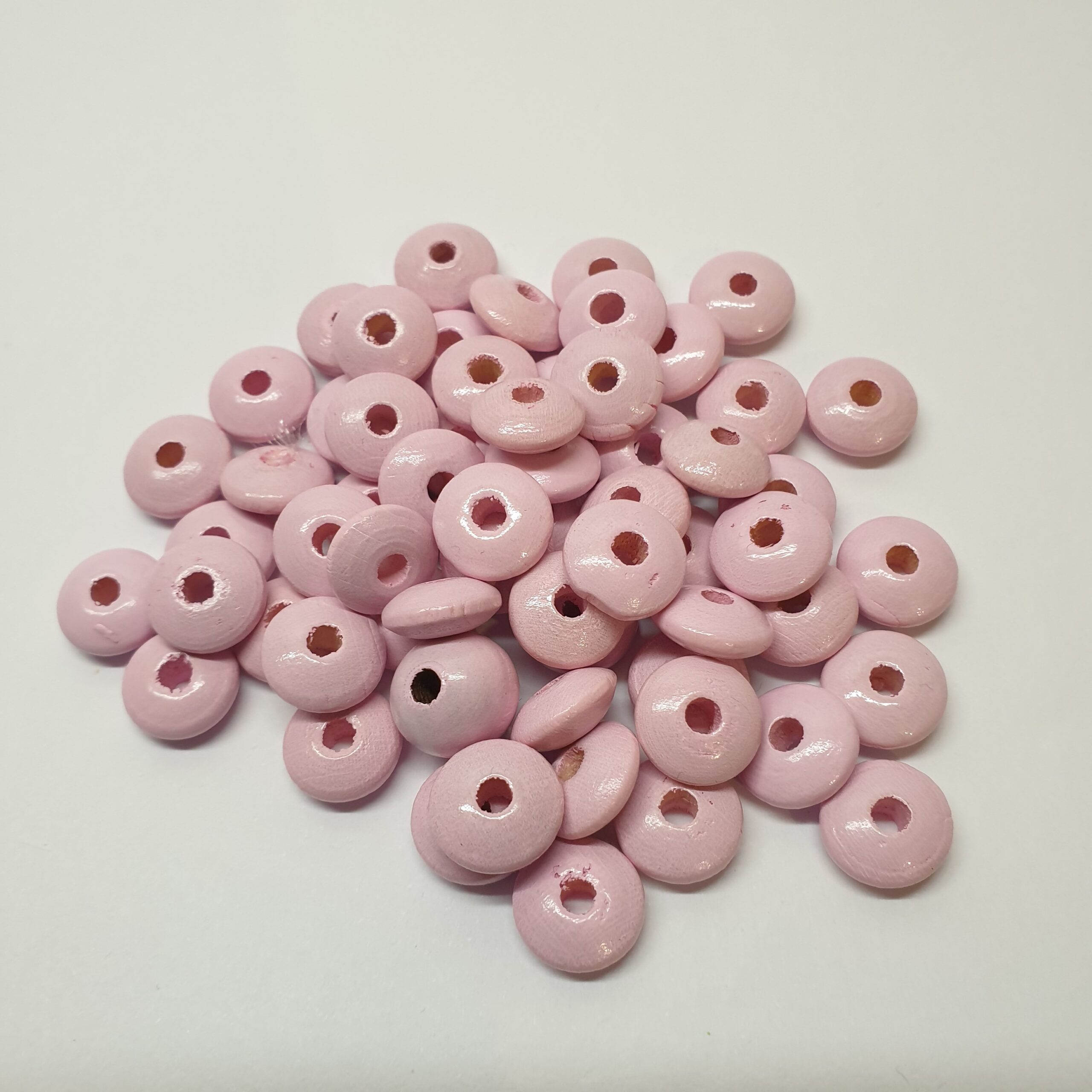 Holzperlen Holzlinsen Linsen rosa babyrosa 10 mm ca. 50 Stck. LI106