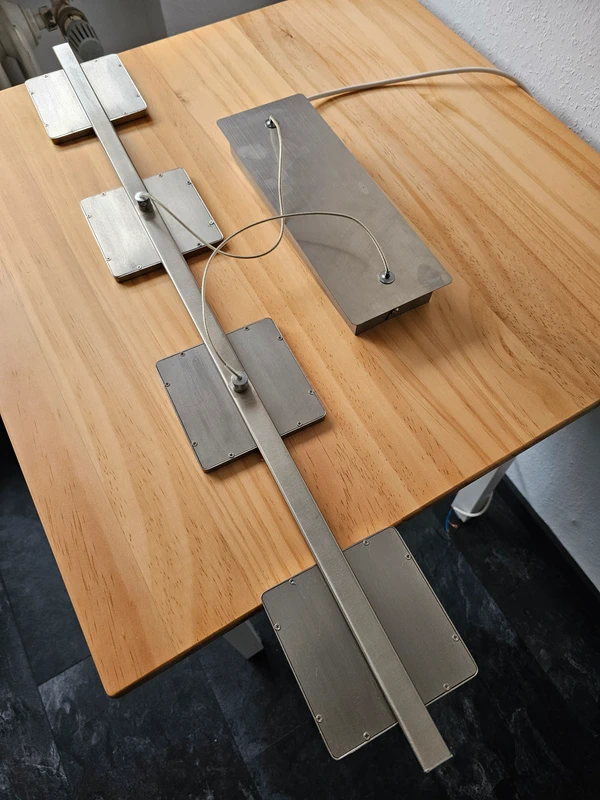 LED Pendelleuchte modern 4-flammig Silber matt, Breite 80cm