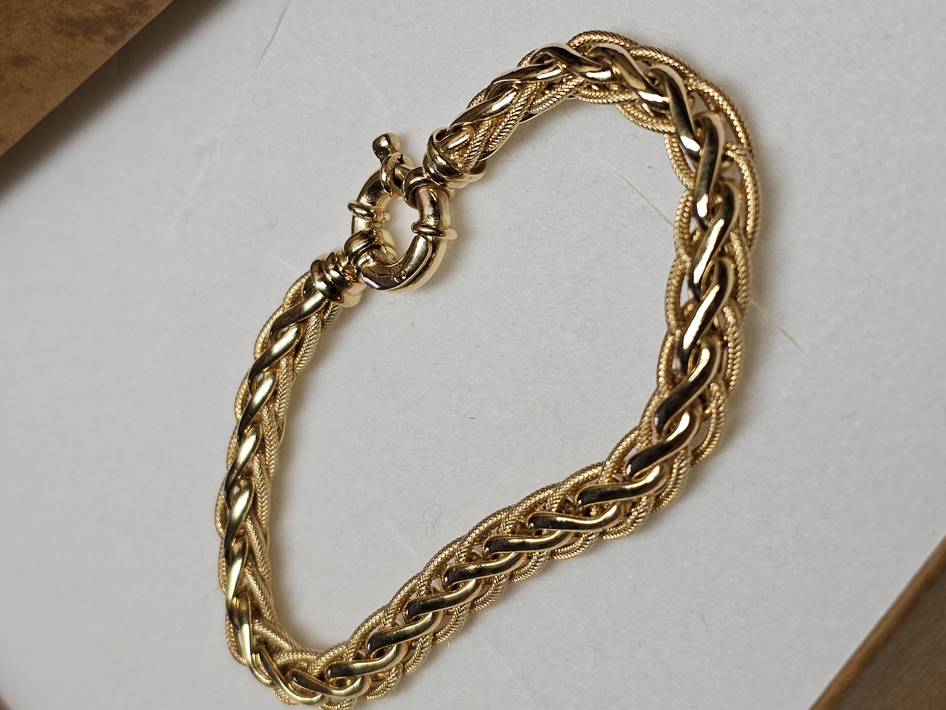 19 cm Nostalgisches Goldarmband Armband Gliederarmband 585 Vintage Design geflochten elegant selten rar GA112