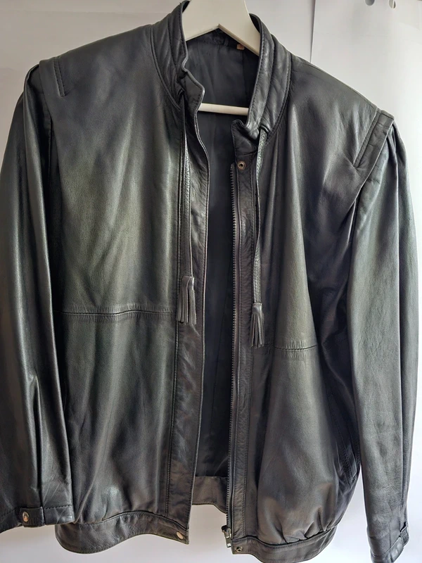 Schwarze Echtleder Jacke Damen Gr. 36