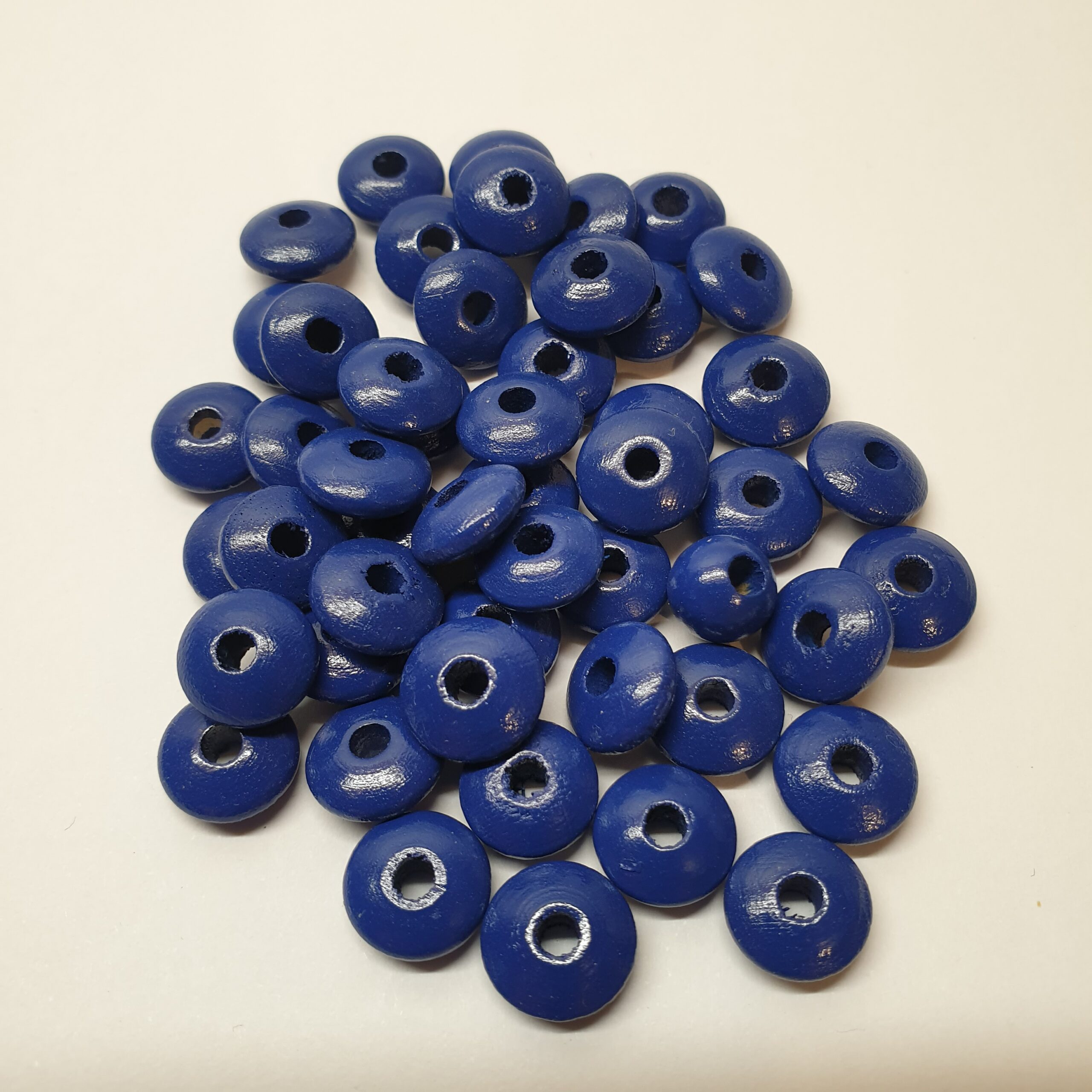 Holzperlen Holzlinsen Linsen blau dunkelblau 10 mm ca. 50 Stck. LI121