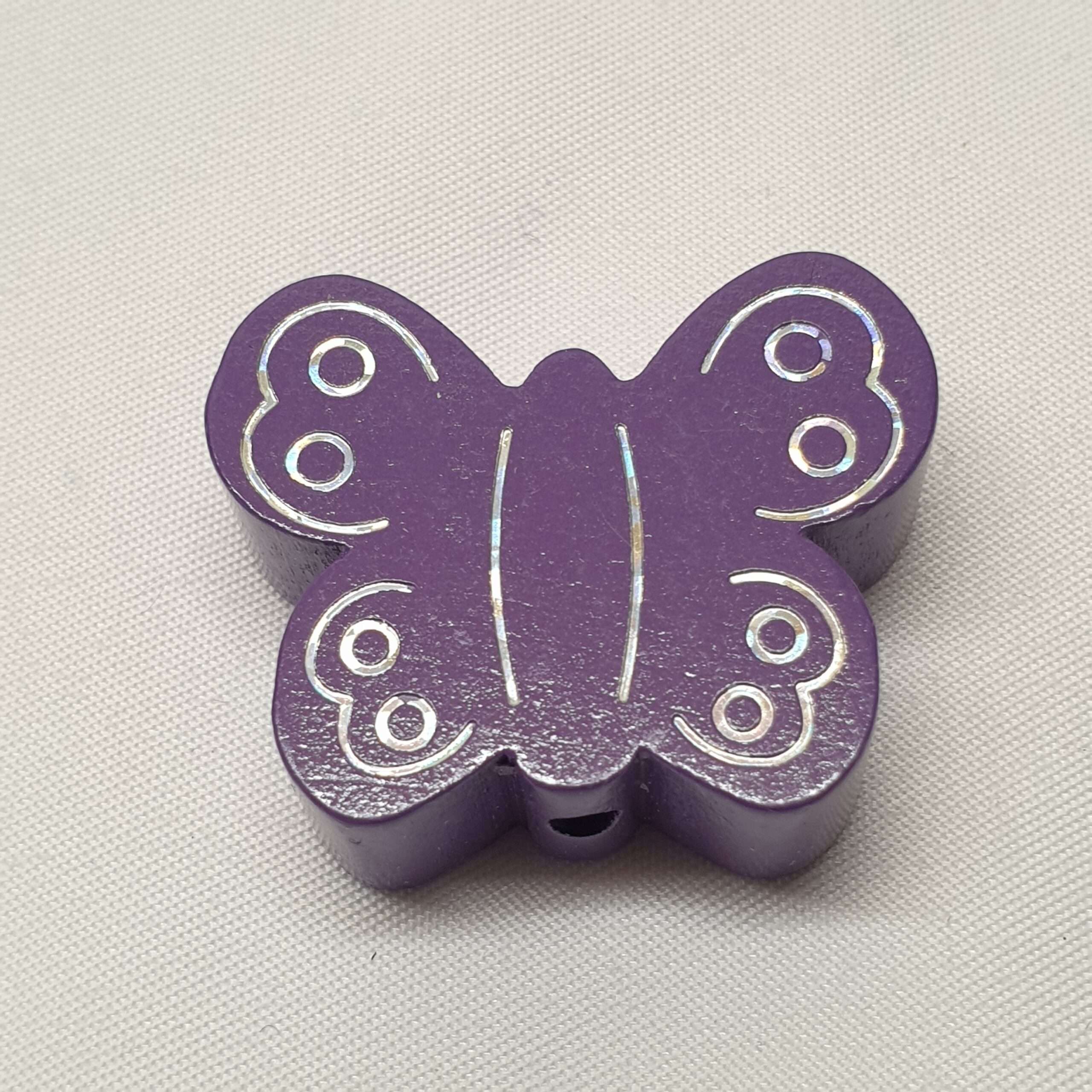 Motivperle Perle Motiv Schmetterling lila silberfarbener Glitter MP258