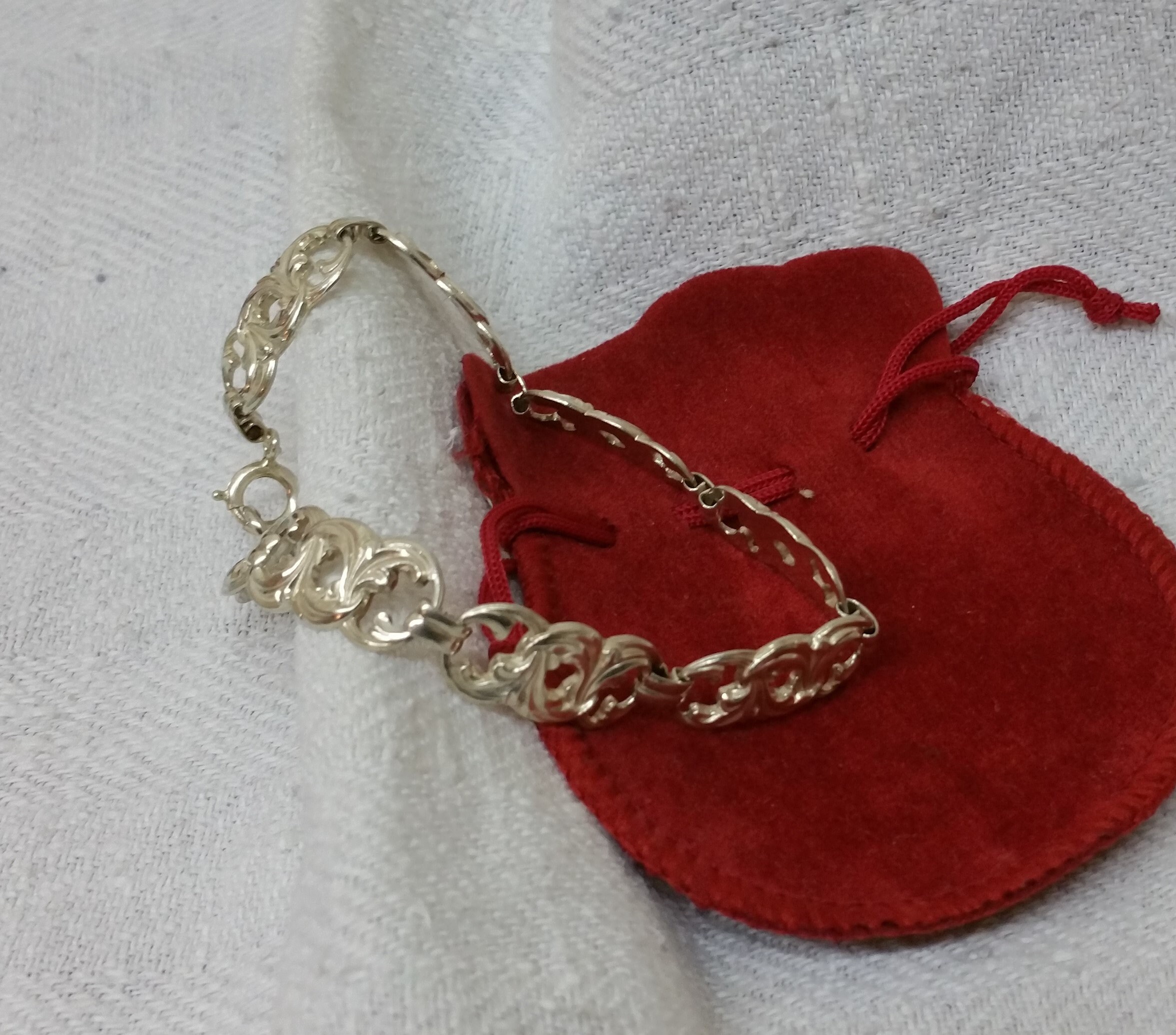 19 cm Armband Gliederarmband Silber 835 Silberarmband Shabby Vintage Ornamente SA611