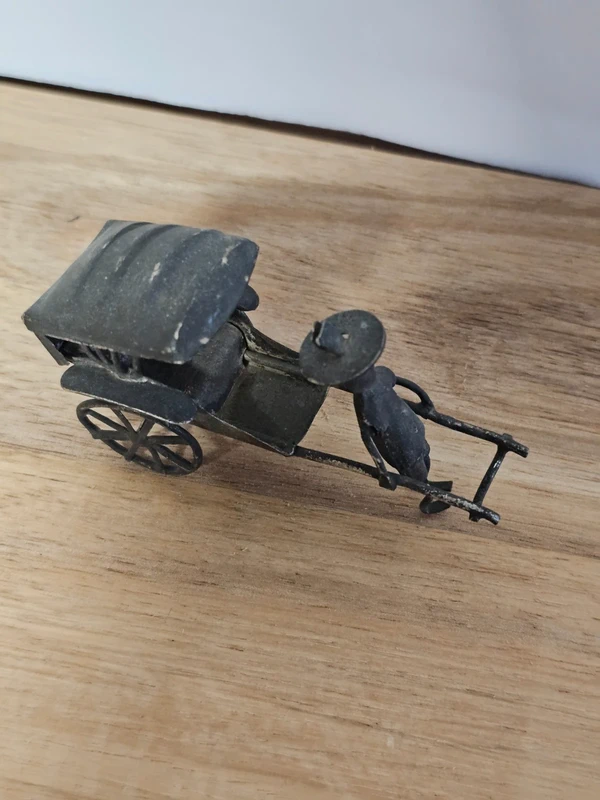 Rikscha Chinesischer Mann, Kunstobjekt, Curio, handgefertigte Silber Figur