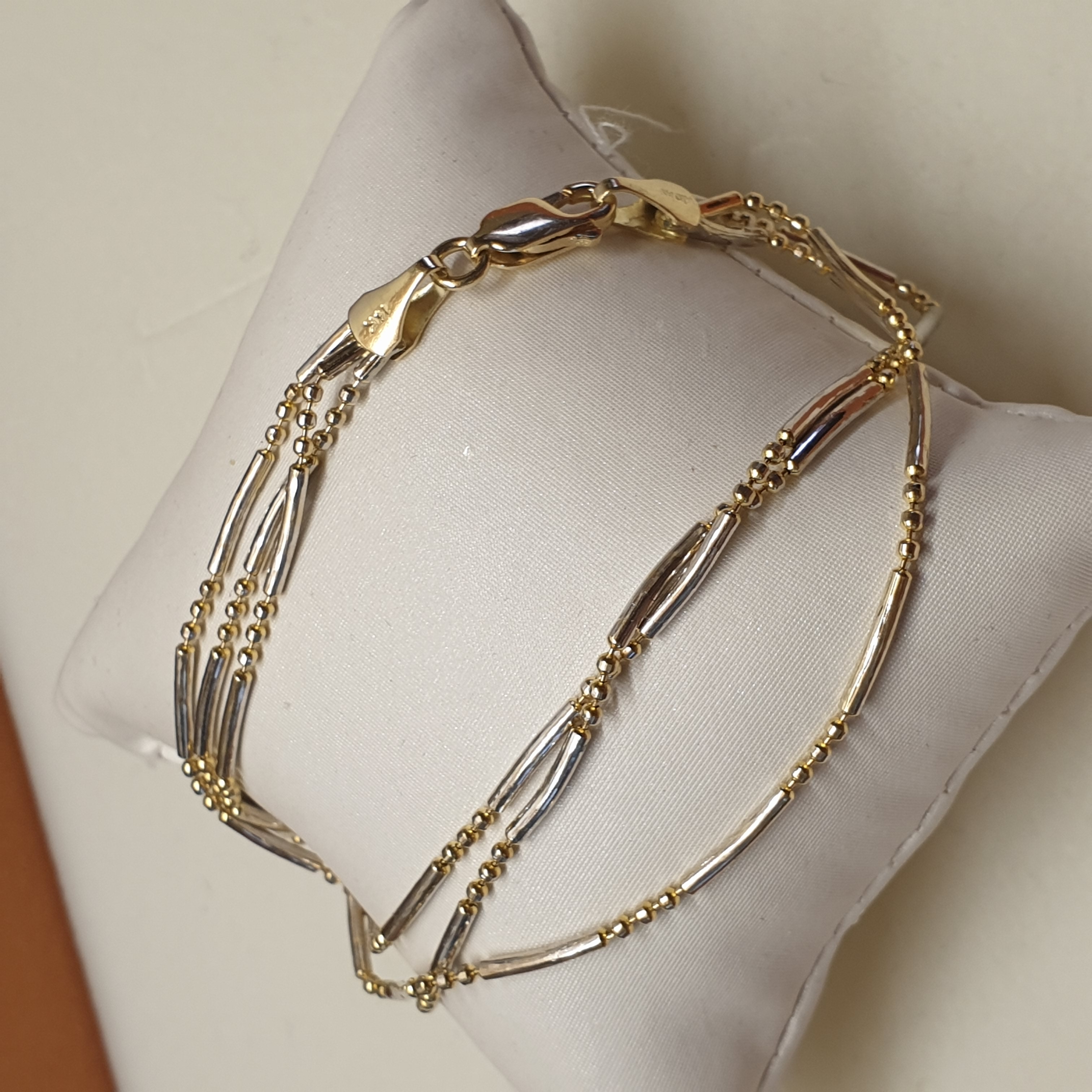20,5 cm Design Armband Gliederarmband Gold 585 14 k teilplatiniert Vintage elegant GA103