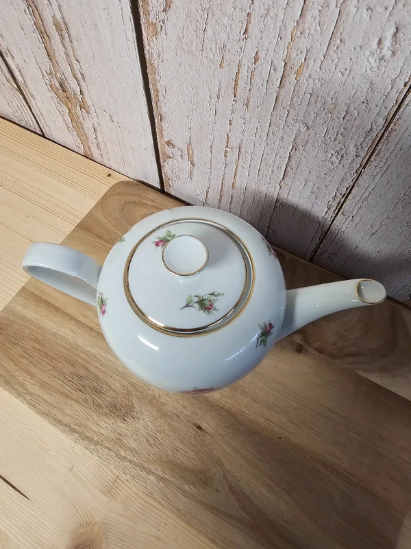 Kanne Kaffeekanne Teekanne P. T. Tirschenreuth Bavaria Design Rosendekor Rose rosa Shabby Vintage P. T Tirschenreuth