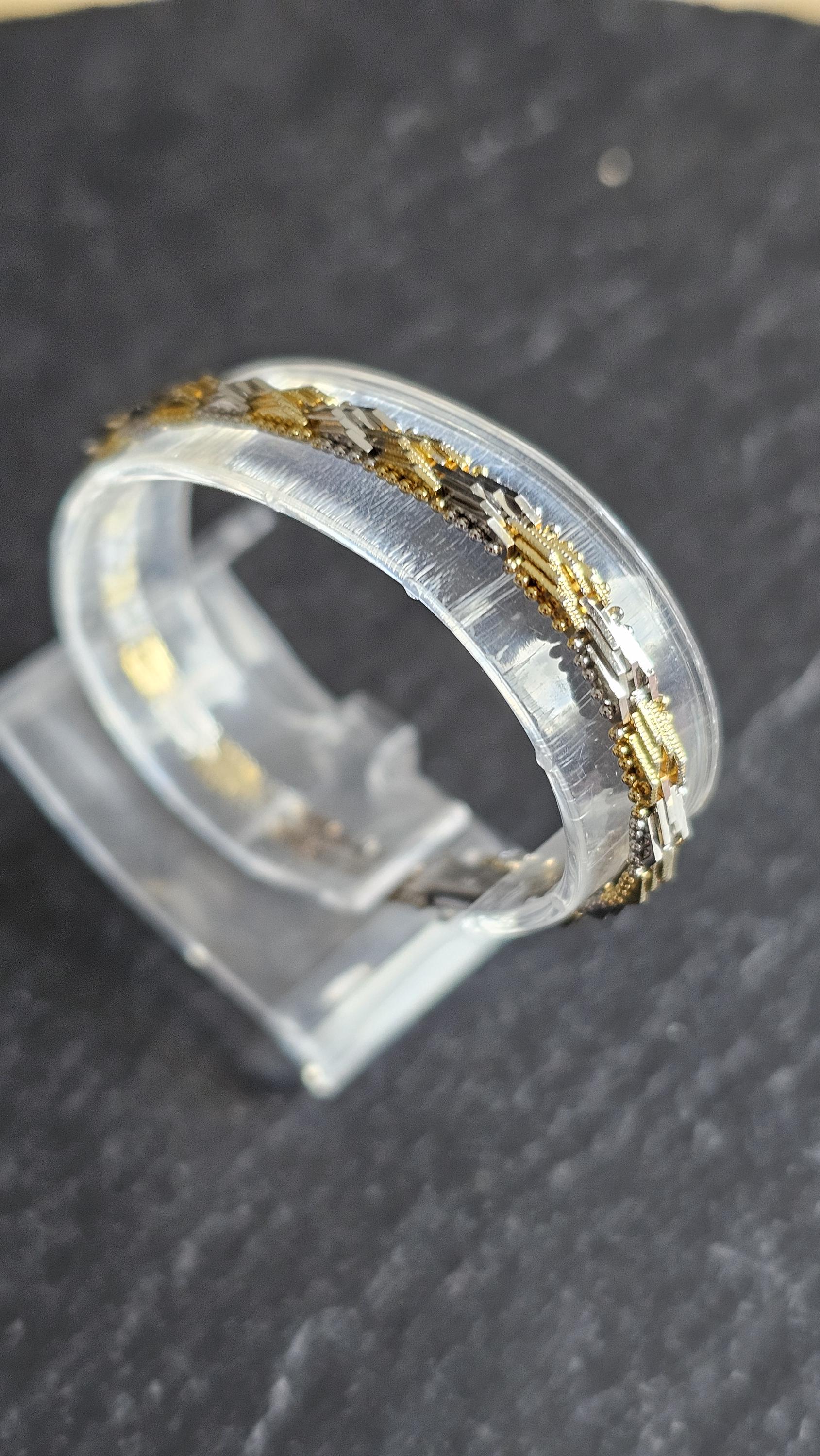 19 cm Silberarmband Armband Milanaise Teppicharmband schmal Silber 835 teilvergoldet Vintage elegant SA627