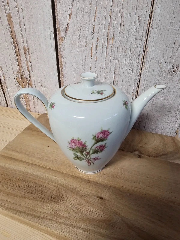 Kanne Kaffeekanne Teekanne P. T. Tirschenreuth Bavaria Design Rosendekor Rose rosa Shabby Vintage P. T Tirschenreuth