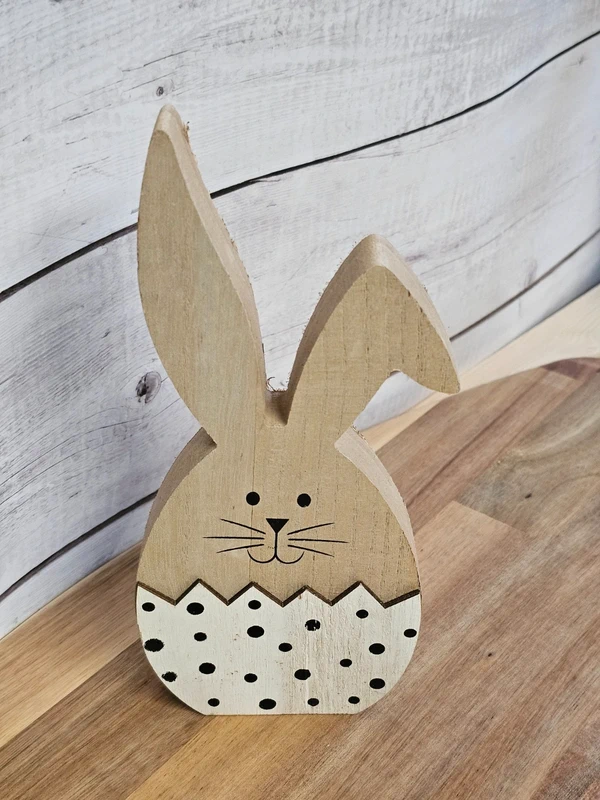 Ostern Frühling Osterhase Hase MDF Holz Design Pünktchen schwarz weiß 22 x 10 x 3,5 cm