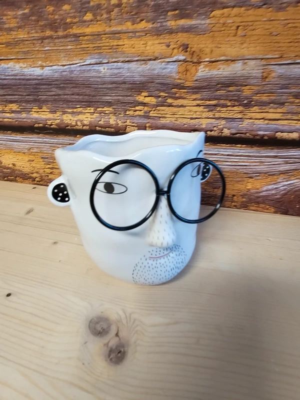 Pflanzgefäß Kopf mit Brille Übertopf Blumentopf