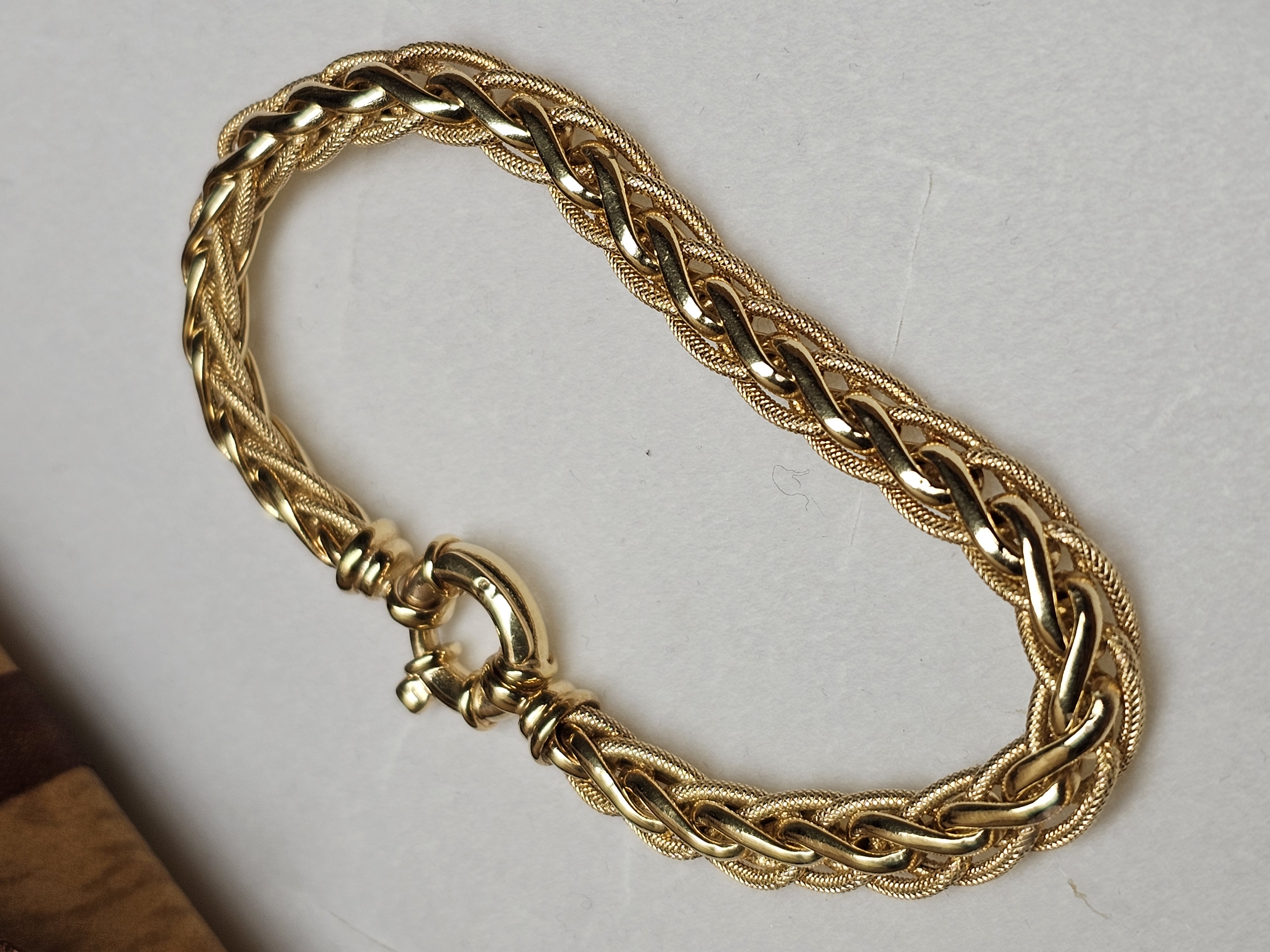 19 cm Nostalgisches Goldarmband Armband Gliederarmband 585 Vintage Design geflochten elegant selten rar GA112