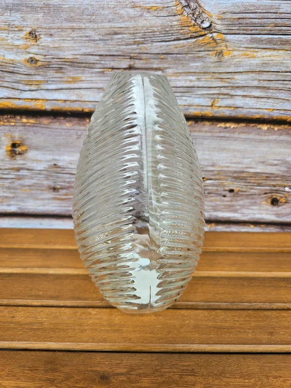 Flaschenvase mit Blattstruktur, Glas, klar, 22cm, Ø14cm