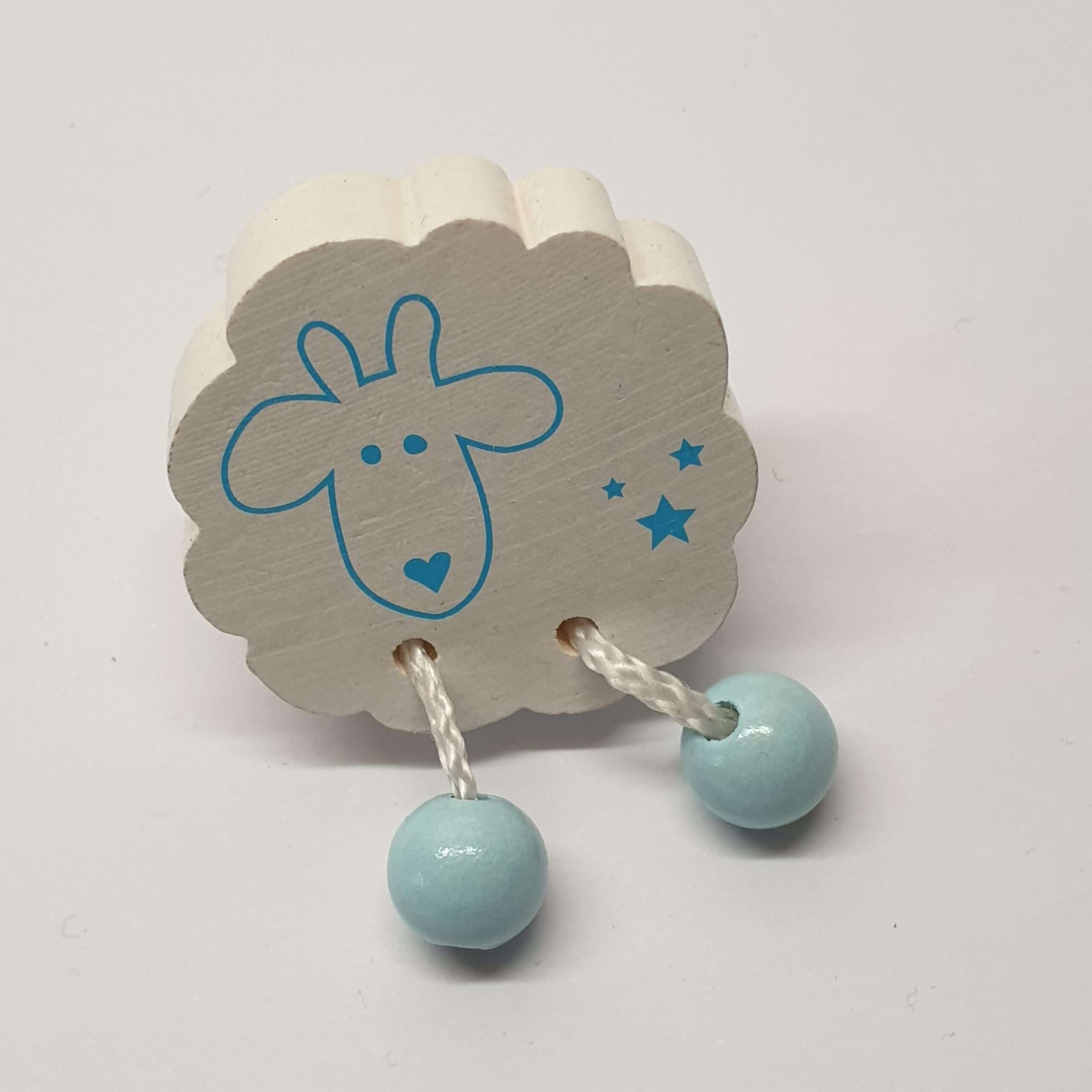 Motivperle Figur Fädelfigur Schaf Schäfchen Bammelbeine weiß blau hellblau MP170-03