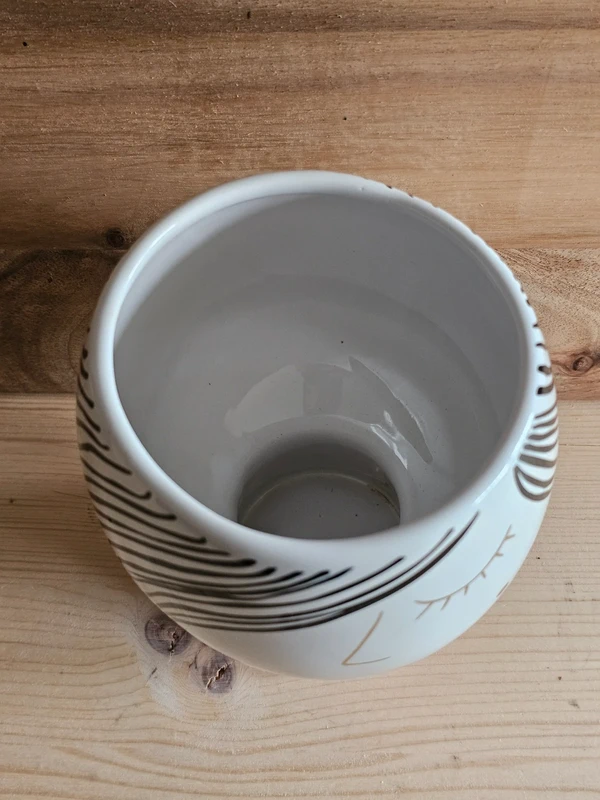 Topf Blumentopf Gesicht Hygge schwarz/rot weiß 15x11 cm Pflanzgefäß Keramik Übertopf