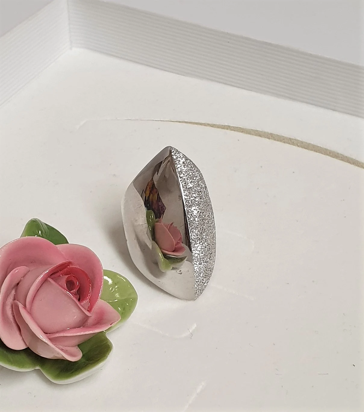18,5 mm Prachtvoller großer Designer Ring Silberring Italien Silber 925 glänzend / diamantiert Vintage edel SR1074