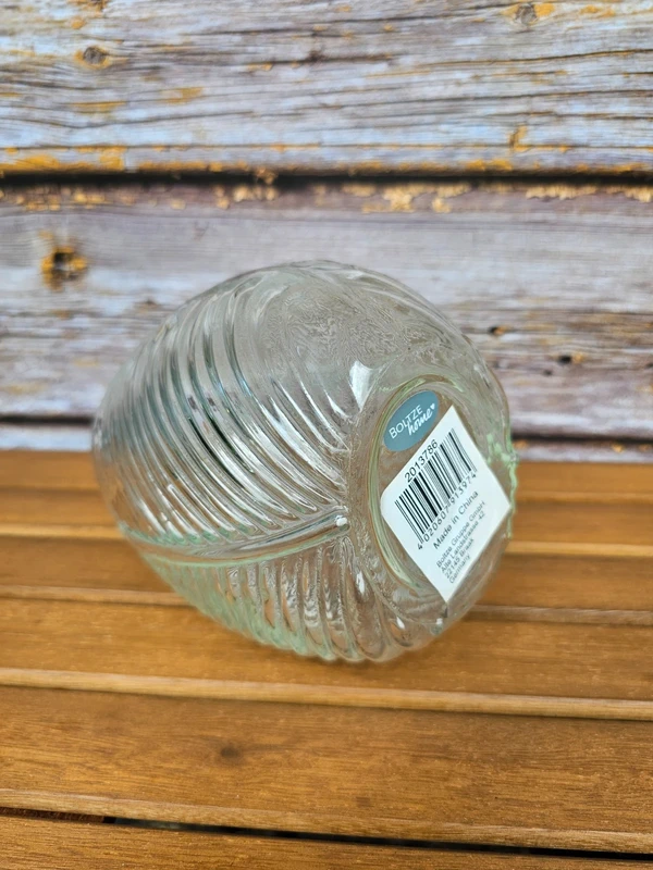 Flaschenvase mit Blattstruktur, Glas, klar, 22cm, Ø14cm