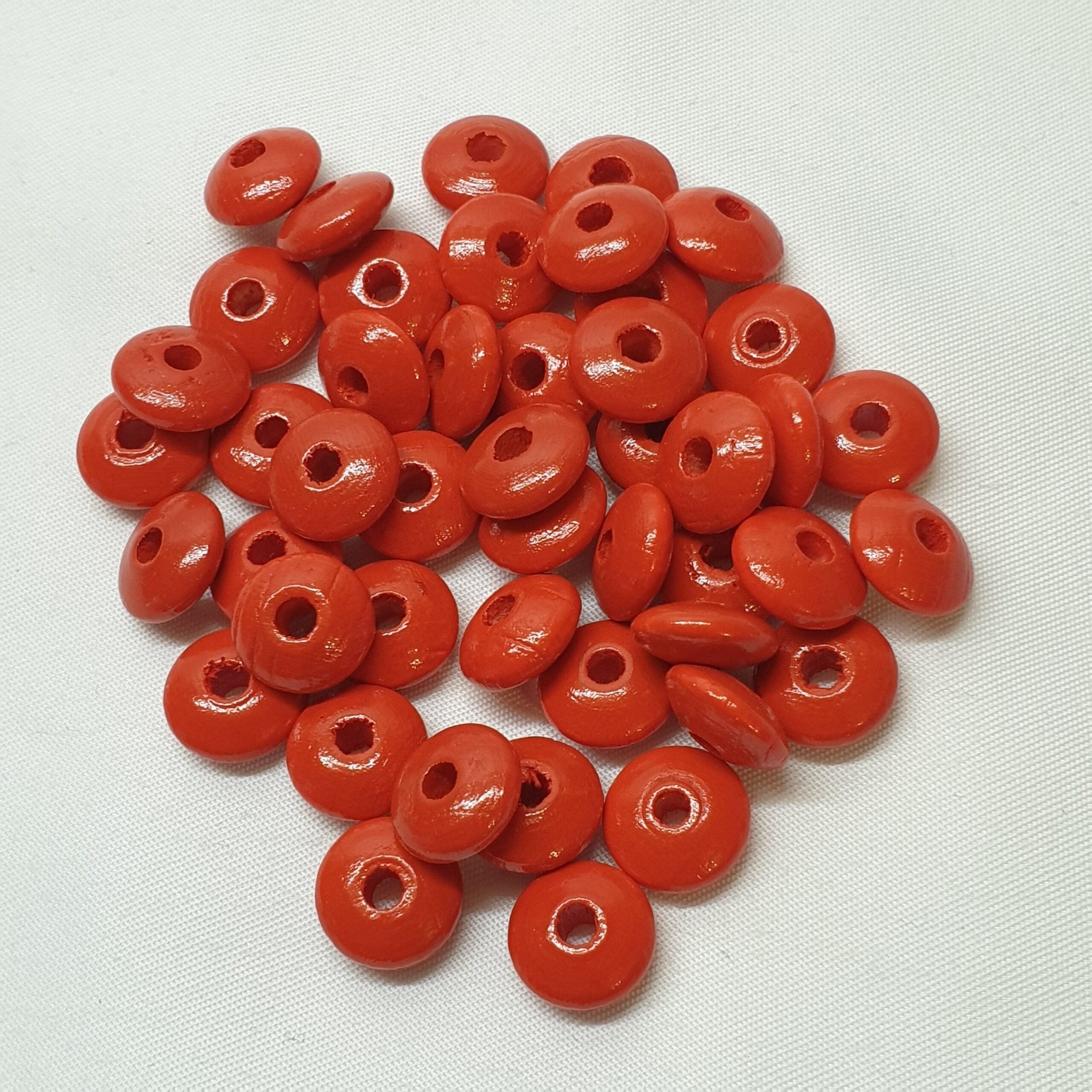 Holzperlen Holzlinsen Linsen rot 10 mm ca. 50 Stck. LI116