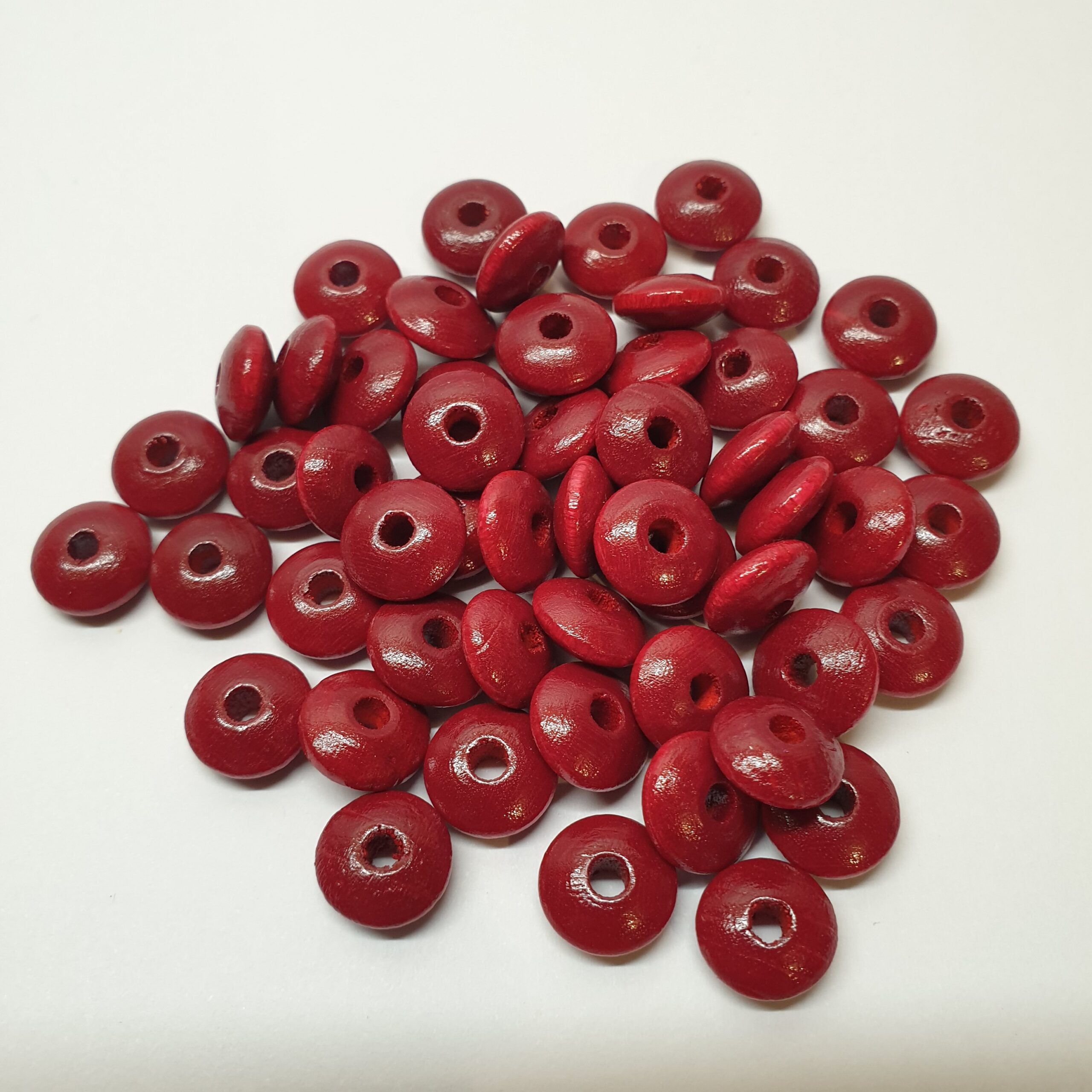 Holzperlen Holzlinsen Linsen rot dunkelrot 10 mm ca. 50 Stck. LI118