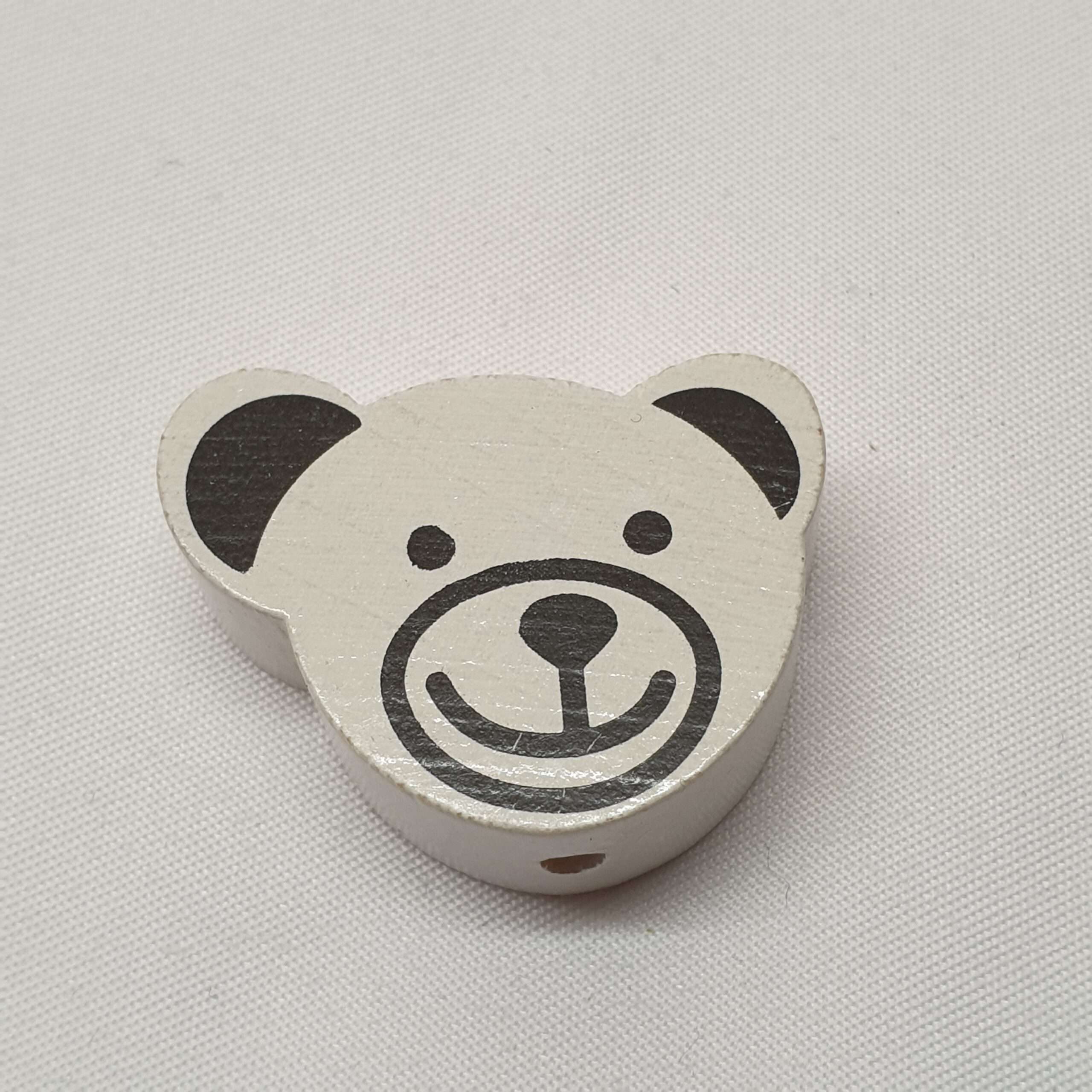 Motivperle Bär Teddybär Bärchen Gesicht Kopf weiß schwarz MP296
