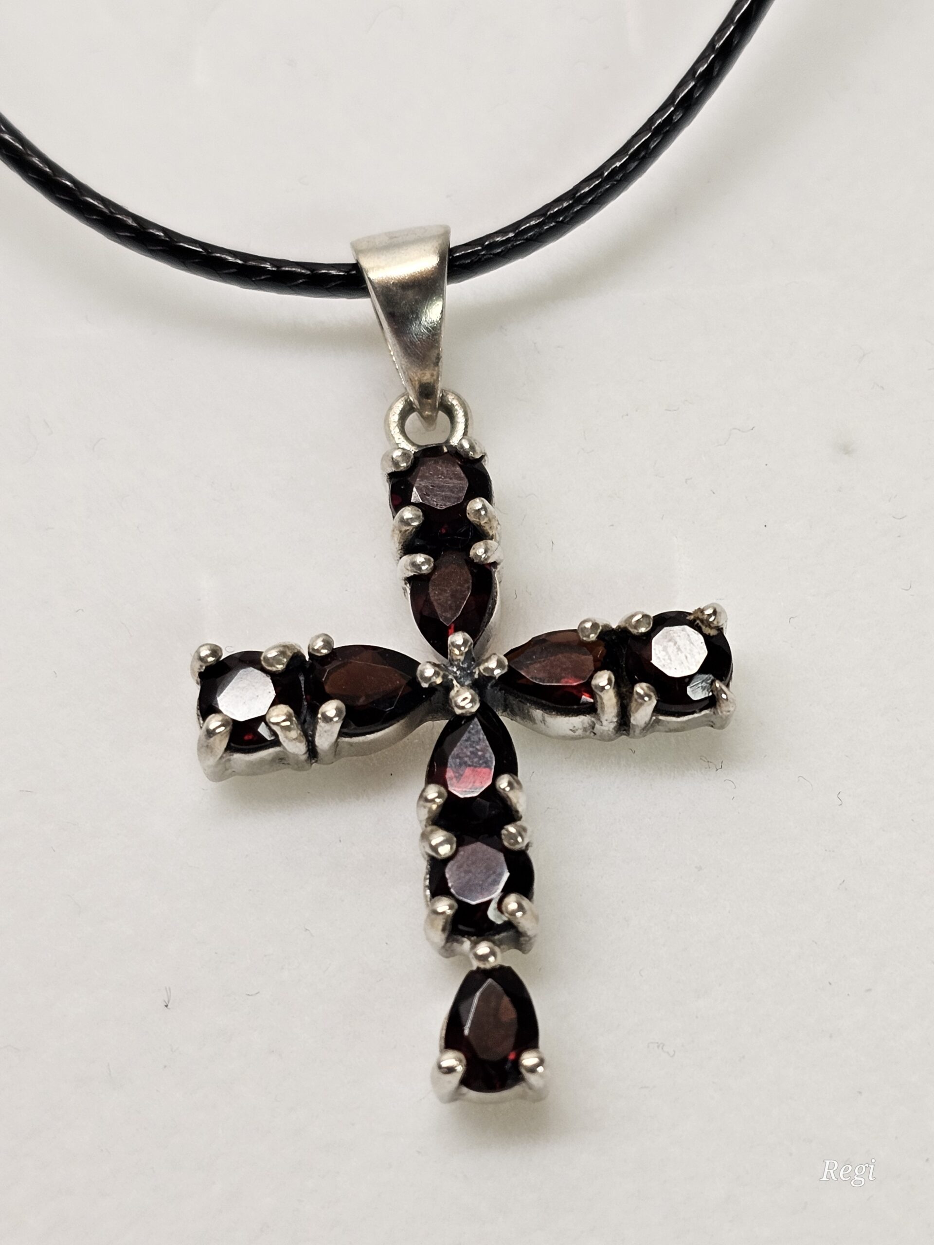 Kreuzanhänger Anhänger Kreuz ohne Kette Silber 925 Kristalle rot Vintage elegant SKA1289