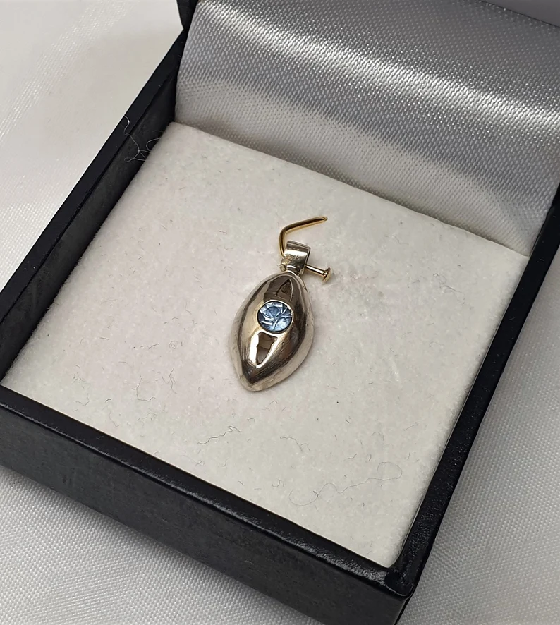 Anhänger Charm Silberanhänger Silber 925 Kristall blau Vintage elegant SKA1407