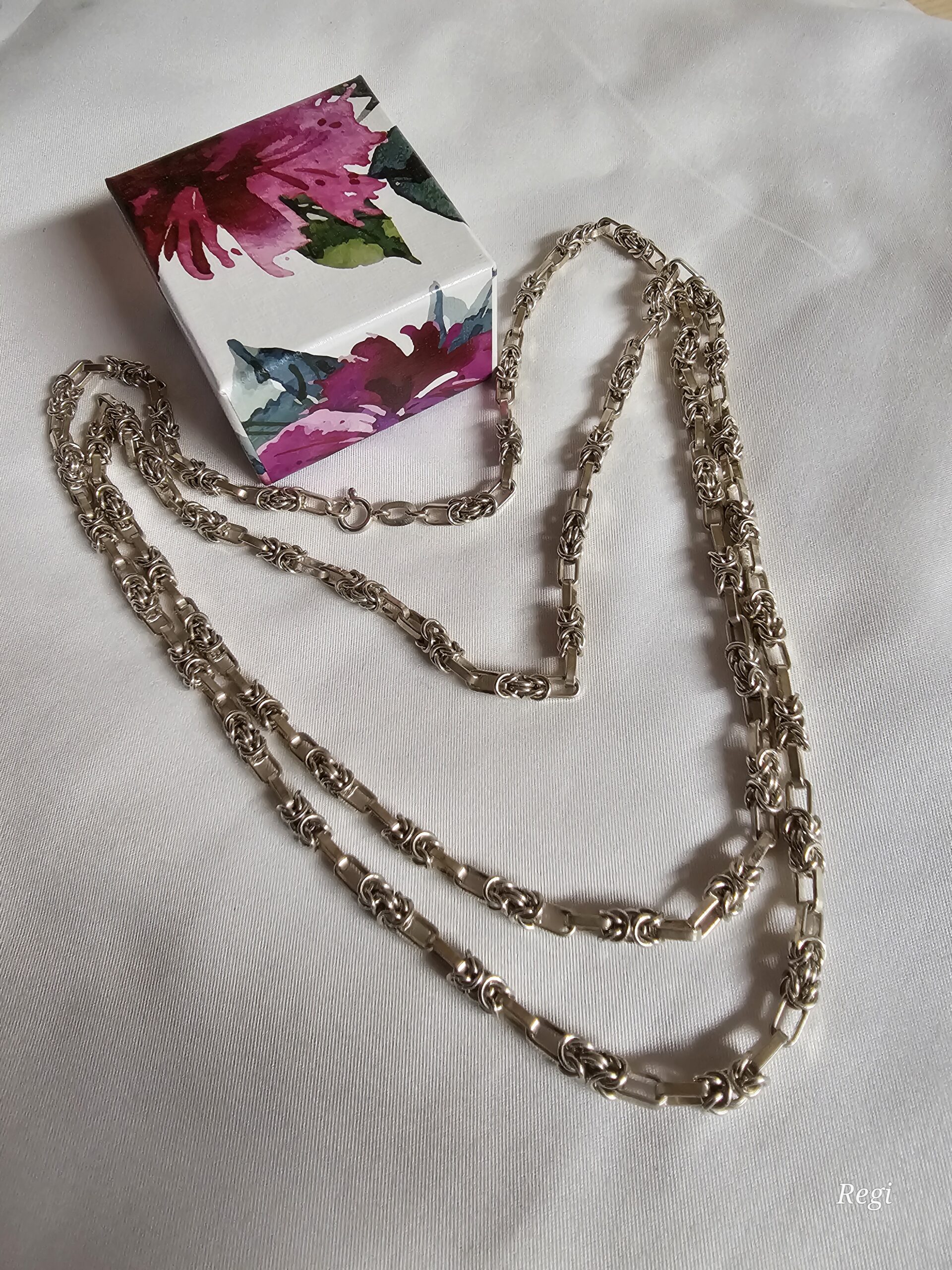 101 cm Nostalgische Kette Gliederkette Halskette Silber 835 Vintage Design außergewöhnlich elegant SK1354