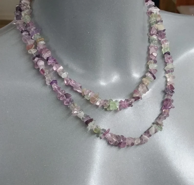 Halskette Fluorit lila/grün ohne Verschluss EK103