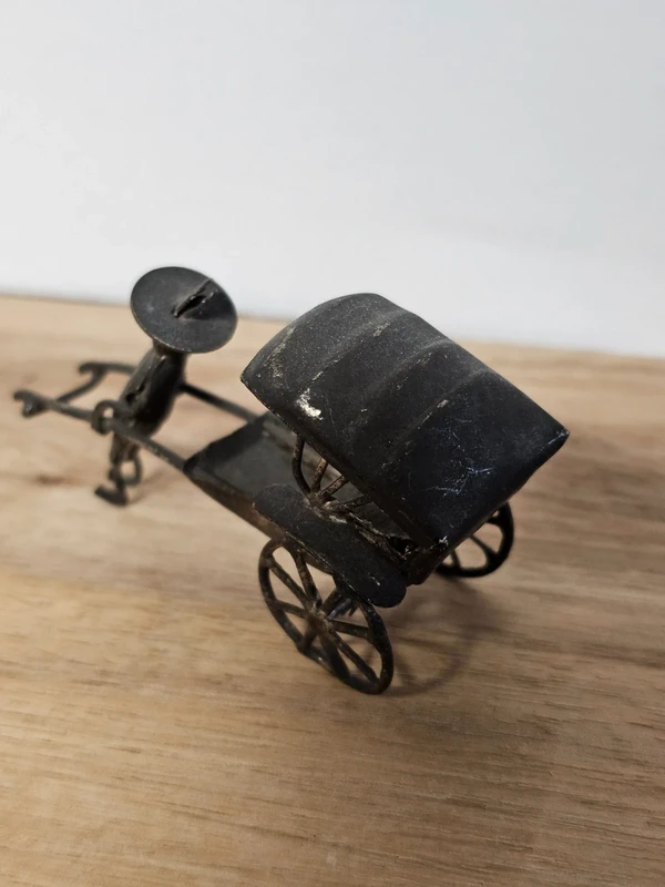 Rikscha Chinesischer Mann, Kunstobjekt, Curio, handgefertigte Silber Figur