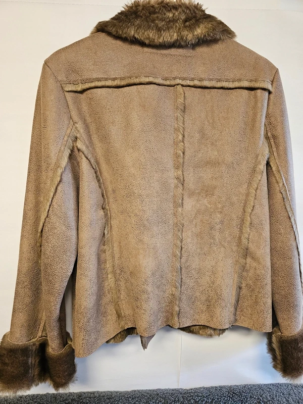 Bikerjacke mit Fell in Leder-Optik cognac XL / 42 / 14