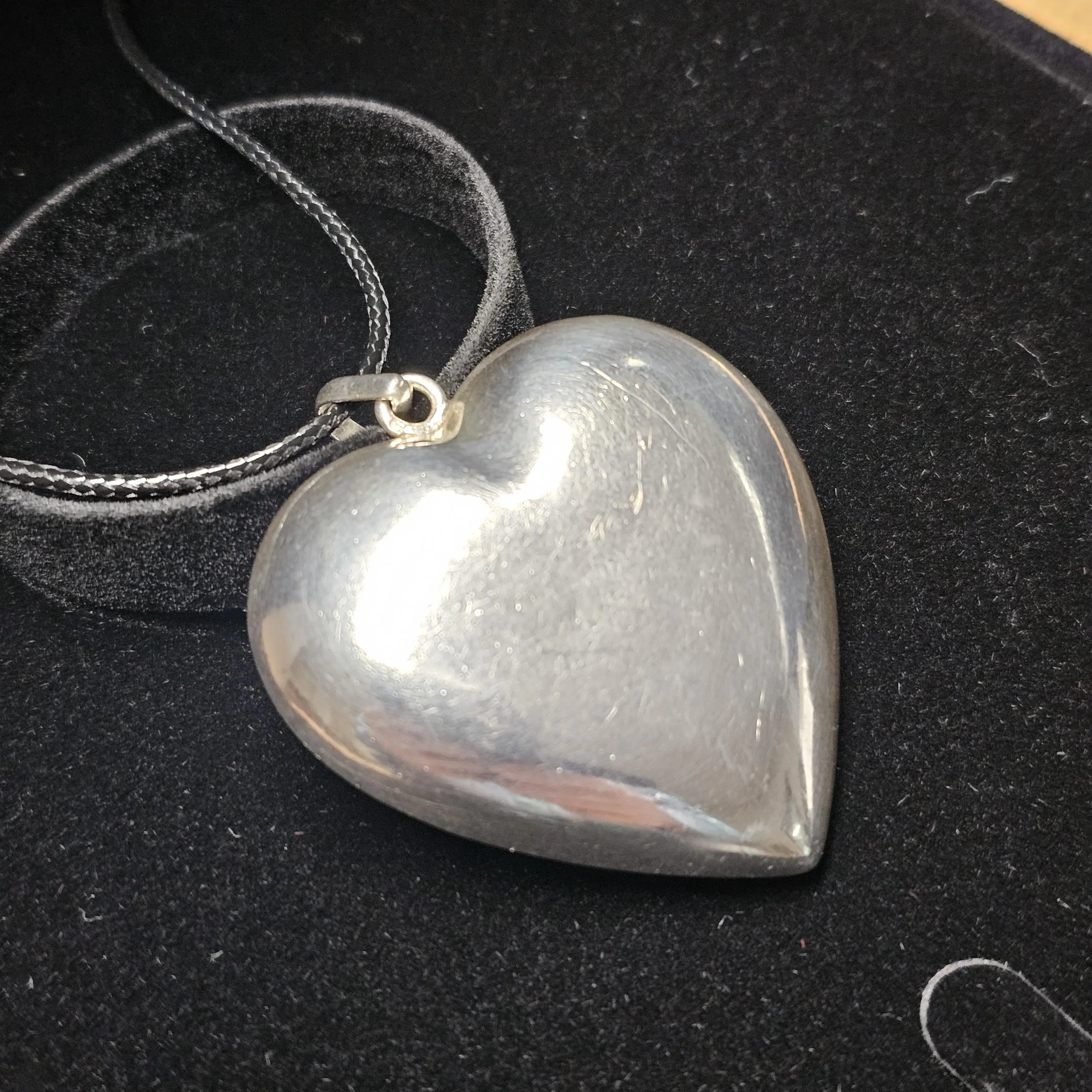 Großer Anhänger ohne Kette Herz Silber 925 Silberherz bauchig Vintage elegant SKA136