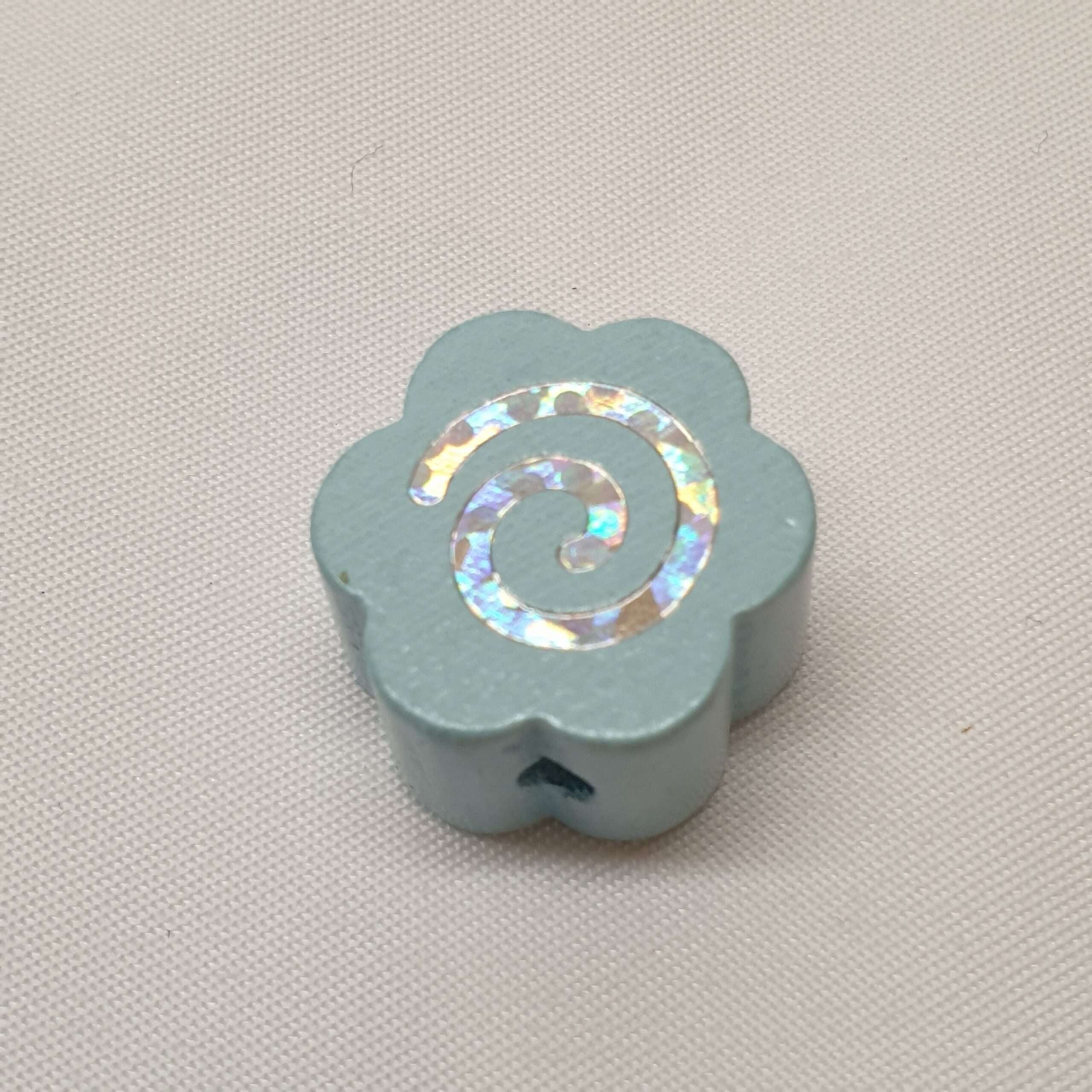 Motivperle Perle Motiv Blume Blüte Blümchen blau hellblau silberfarbener Glitter MP228