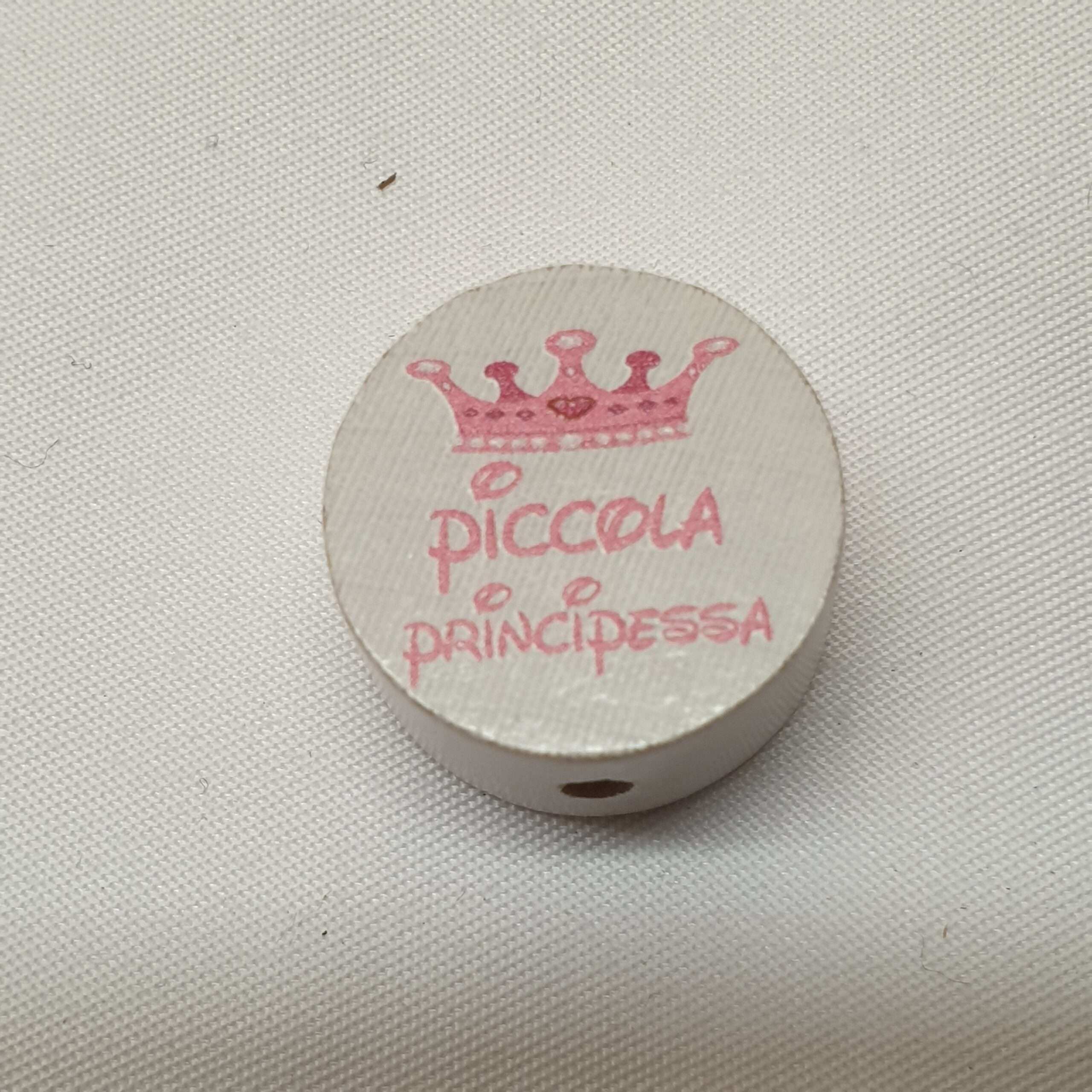 Motivperle Motiv Perle Scheibe rund Krone piccola principessa weiß rosa MP320