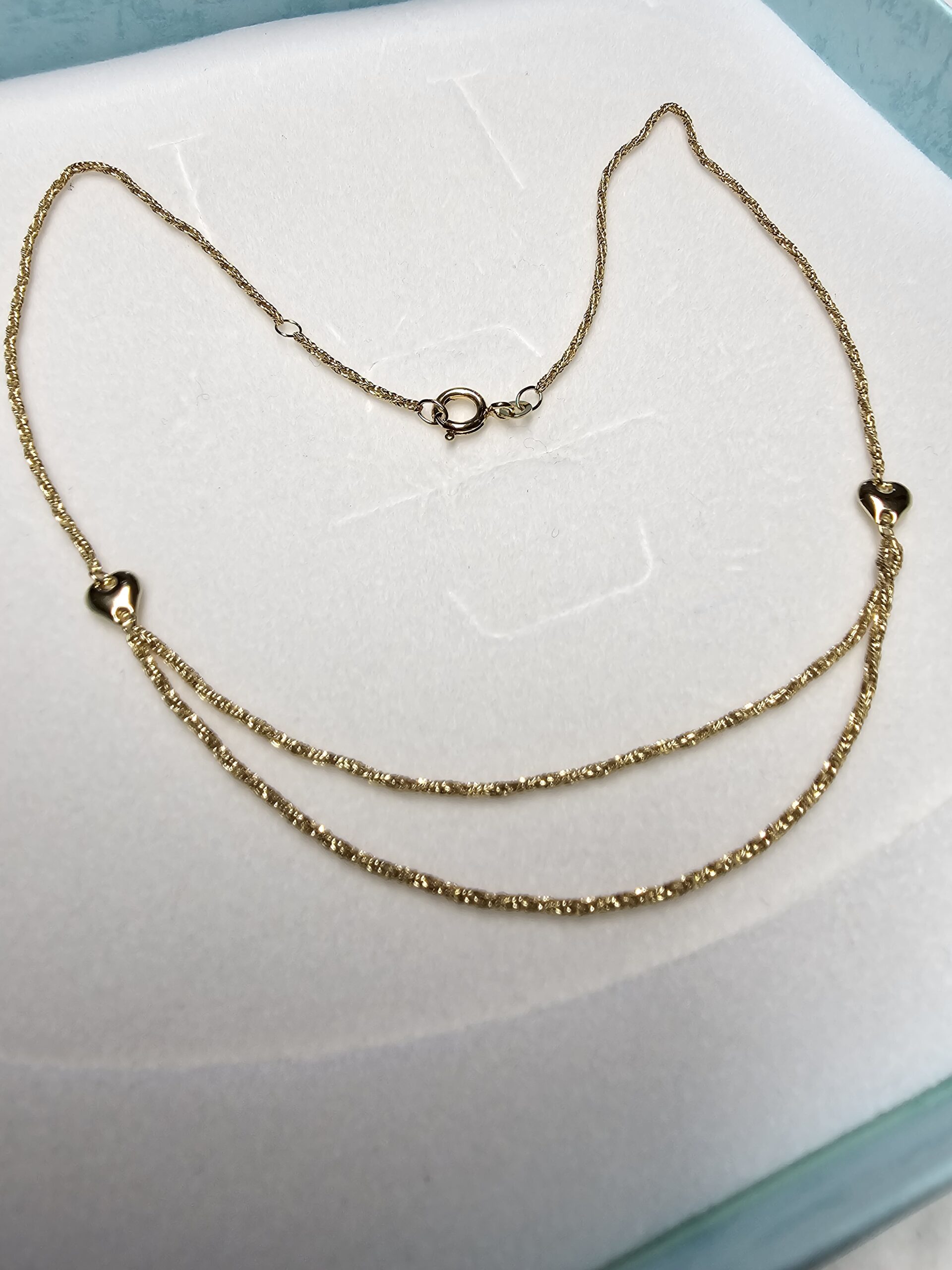 38 - 40,5 cm Kette Kettchen Kordelkette Halskette FBM Gold 333 edles Doppelketten Design Vintage selten rar GK117