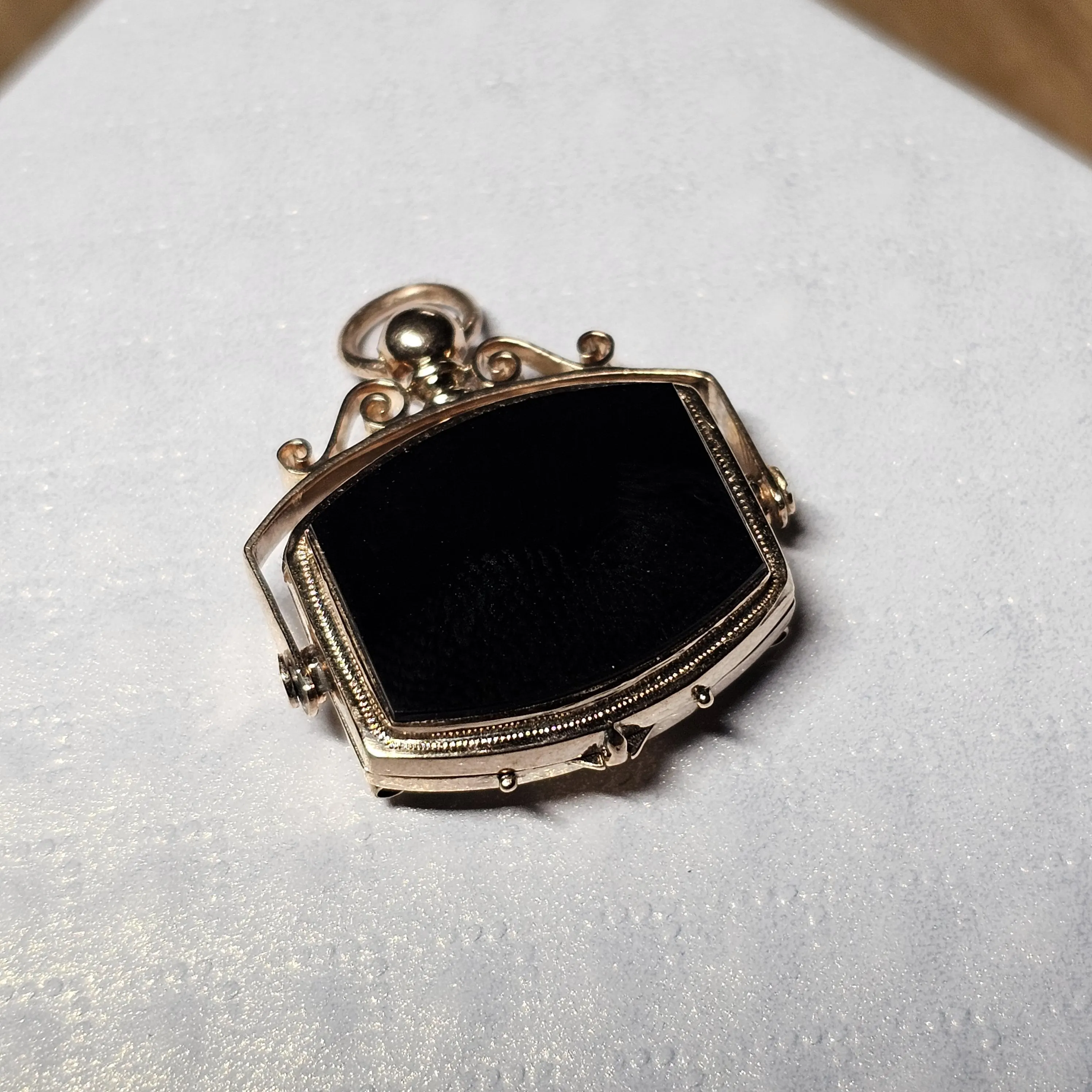 Nostalgisches Medaillon Anhänger ohne Kette Gold 585 Lagenstein Onyx schwarz Shabby Vintage elegant GAN257