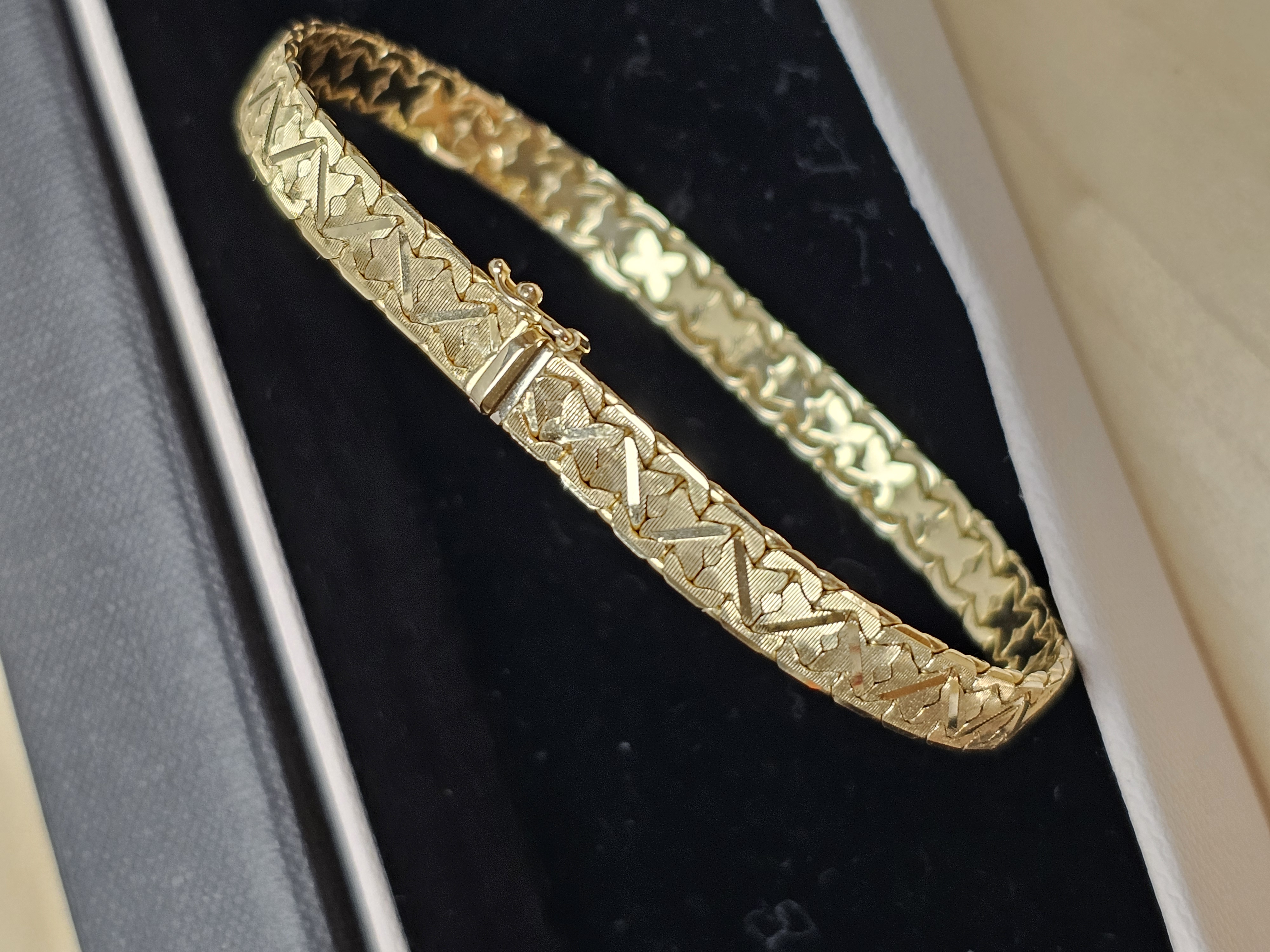 18 cm Milanaise Teppicharmband Schlangenarmband Armband Gold 585 Vintage elegant glänzend GA125